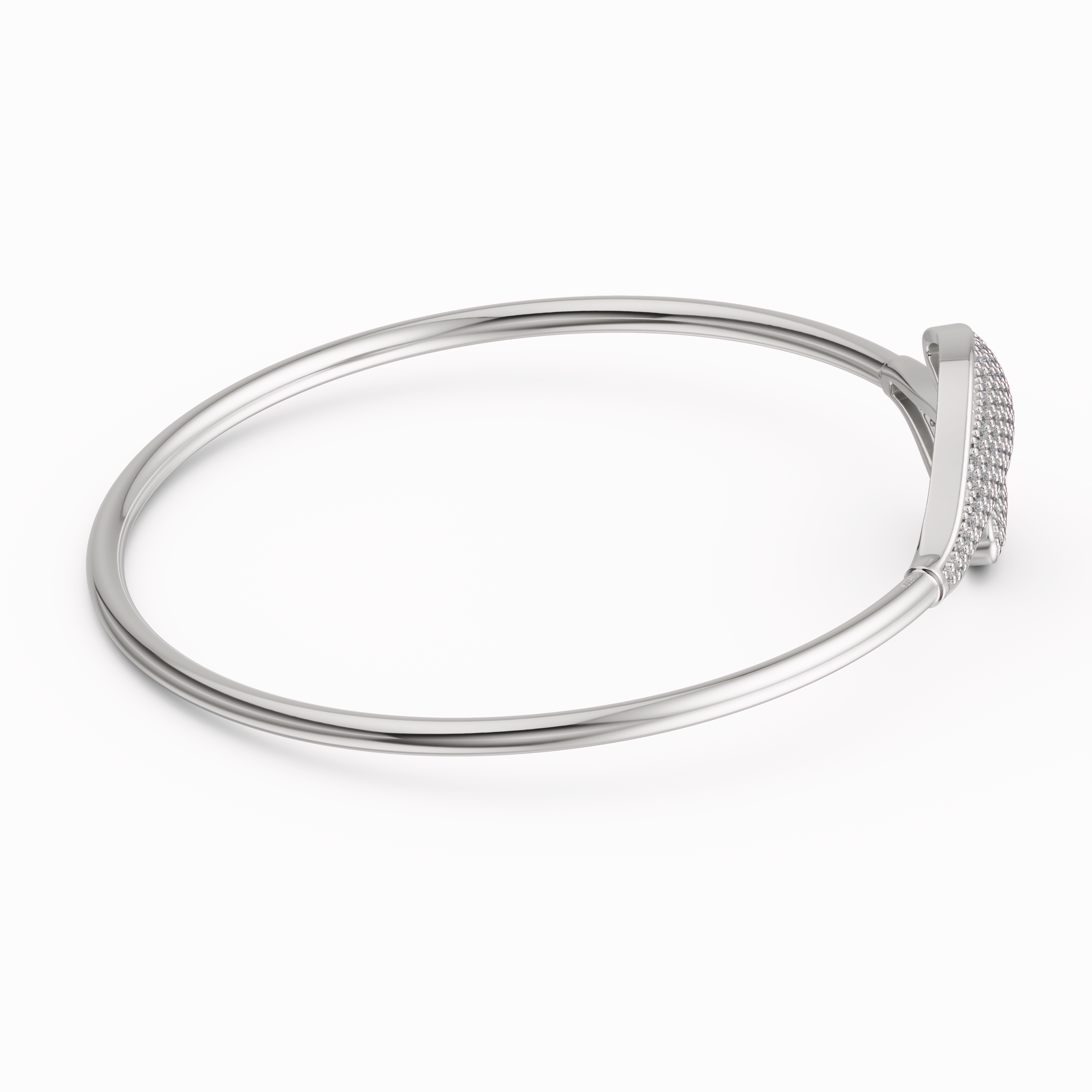 925 Sterling Silver CZ Pave Leaf Cuff Bracelet