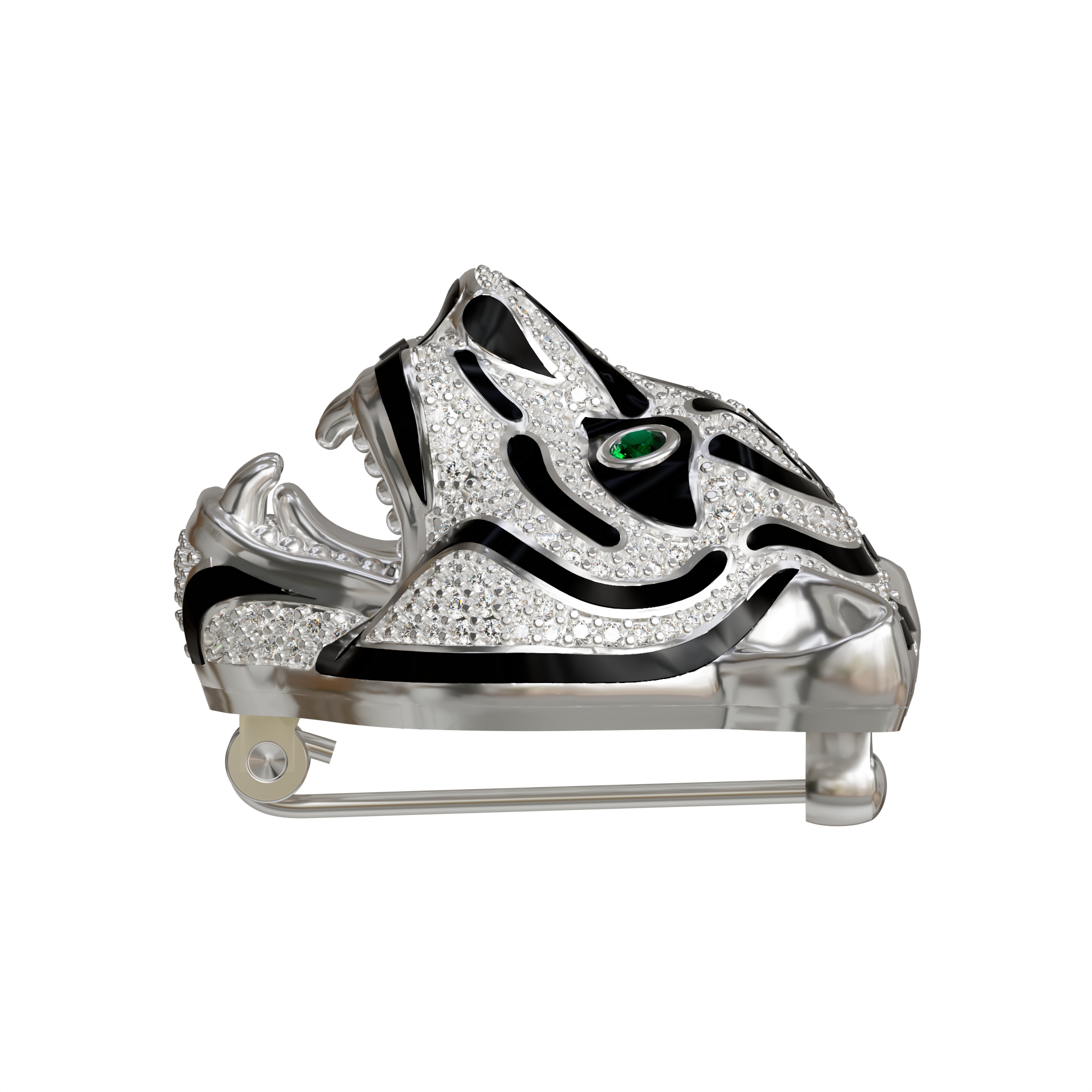 Stunning 925 silver tiger leopard king brooch