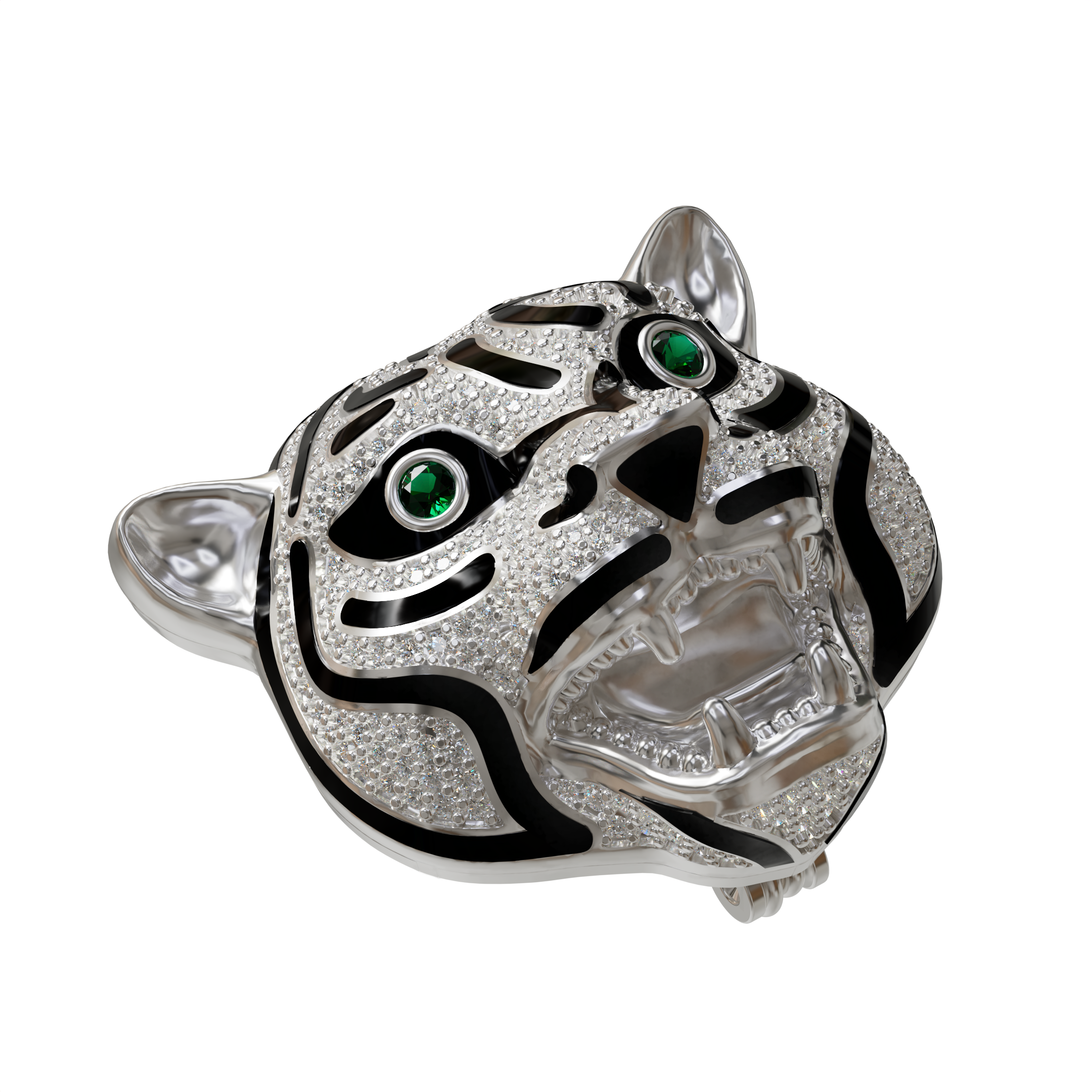 Stunning 925 silver tiger leopard king brooch