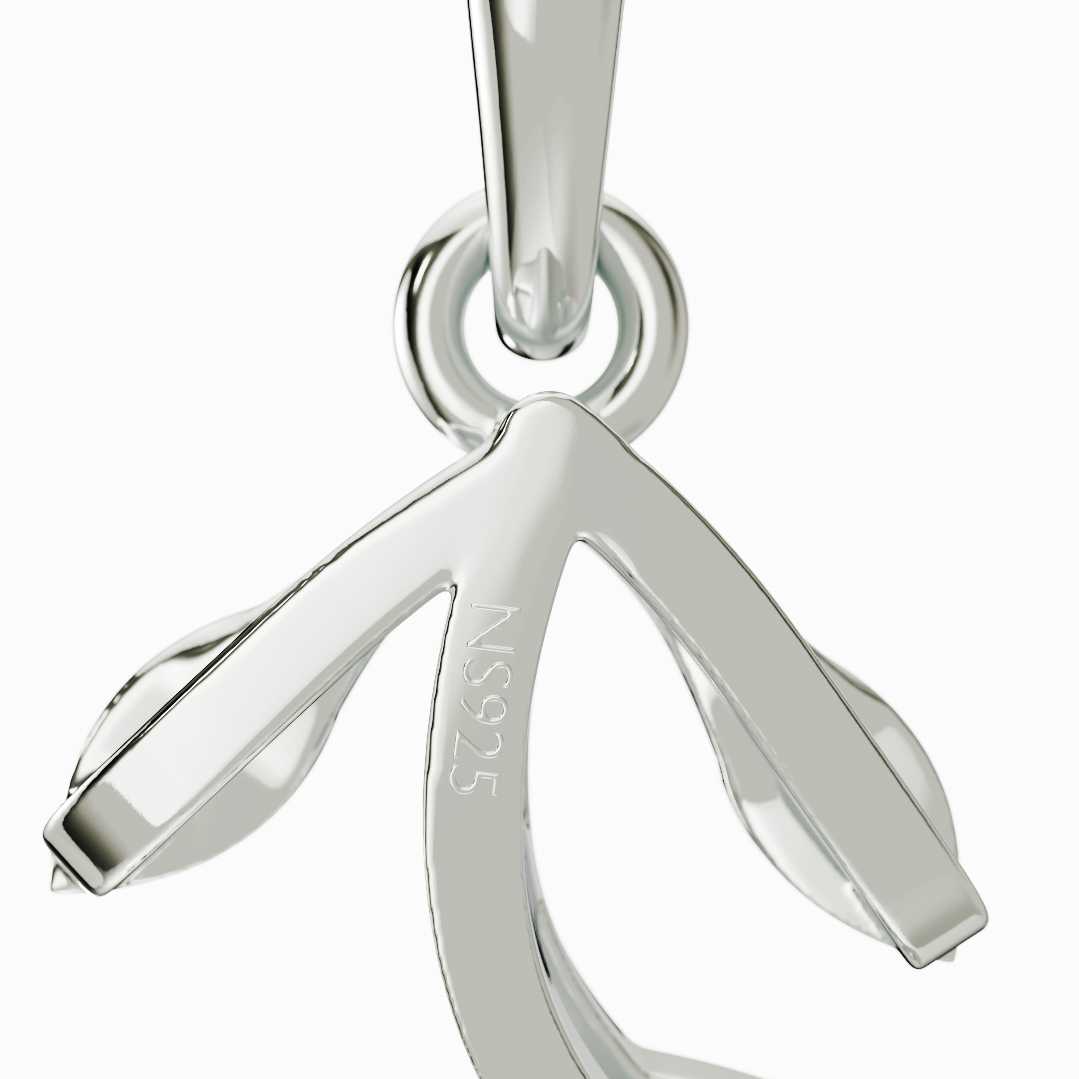 925 Sterling Silver Sparkling CZ Rose Stem Pendant Romantic Floral Jewelry