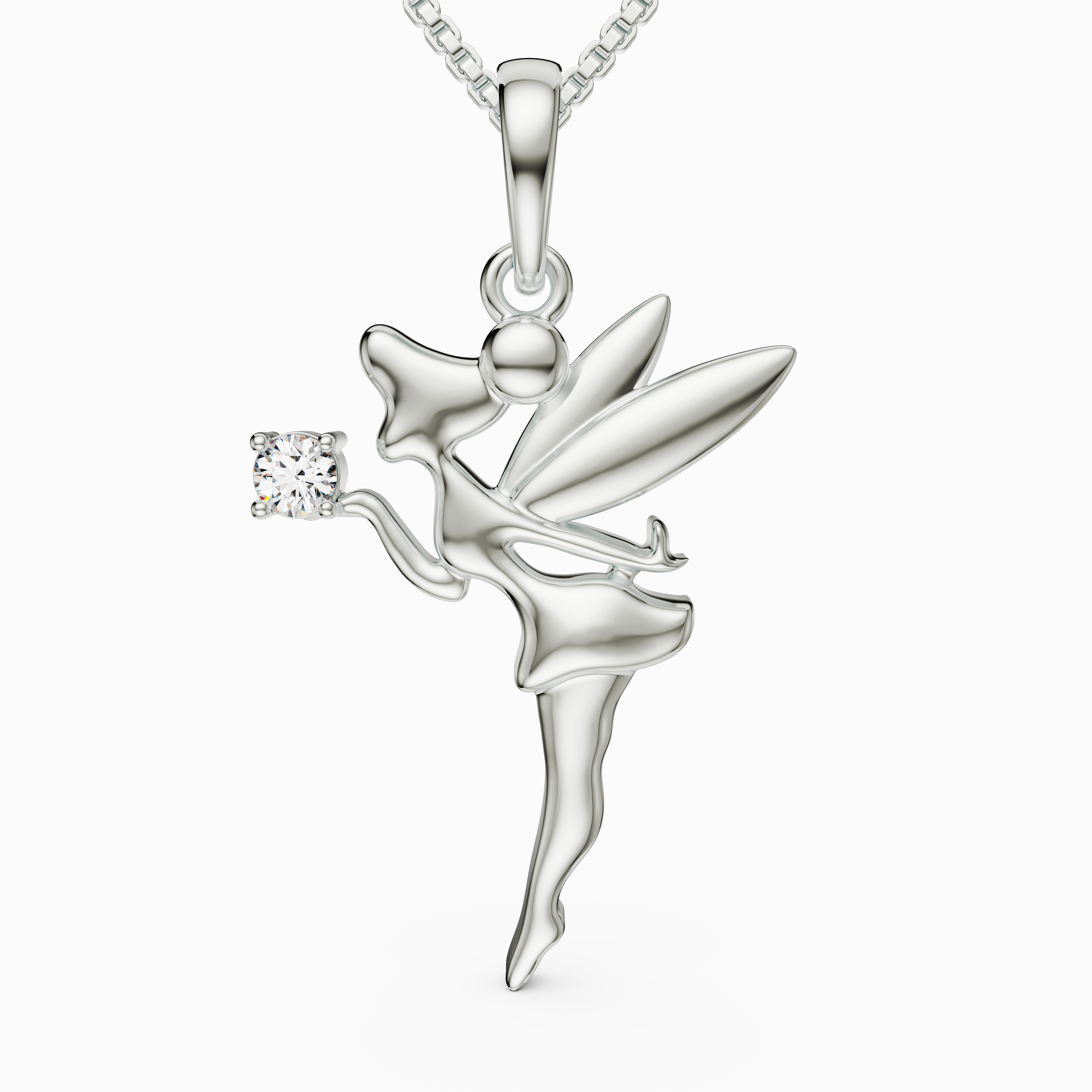 Dainty CZ Fairy Necklace in 925 Sterling Silver - Fantasy Pendant