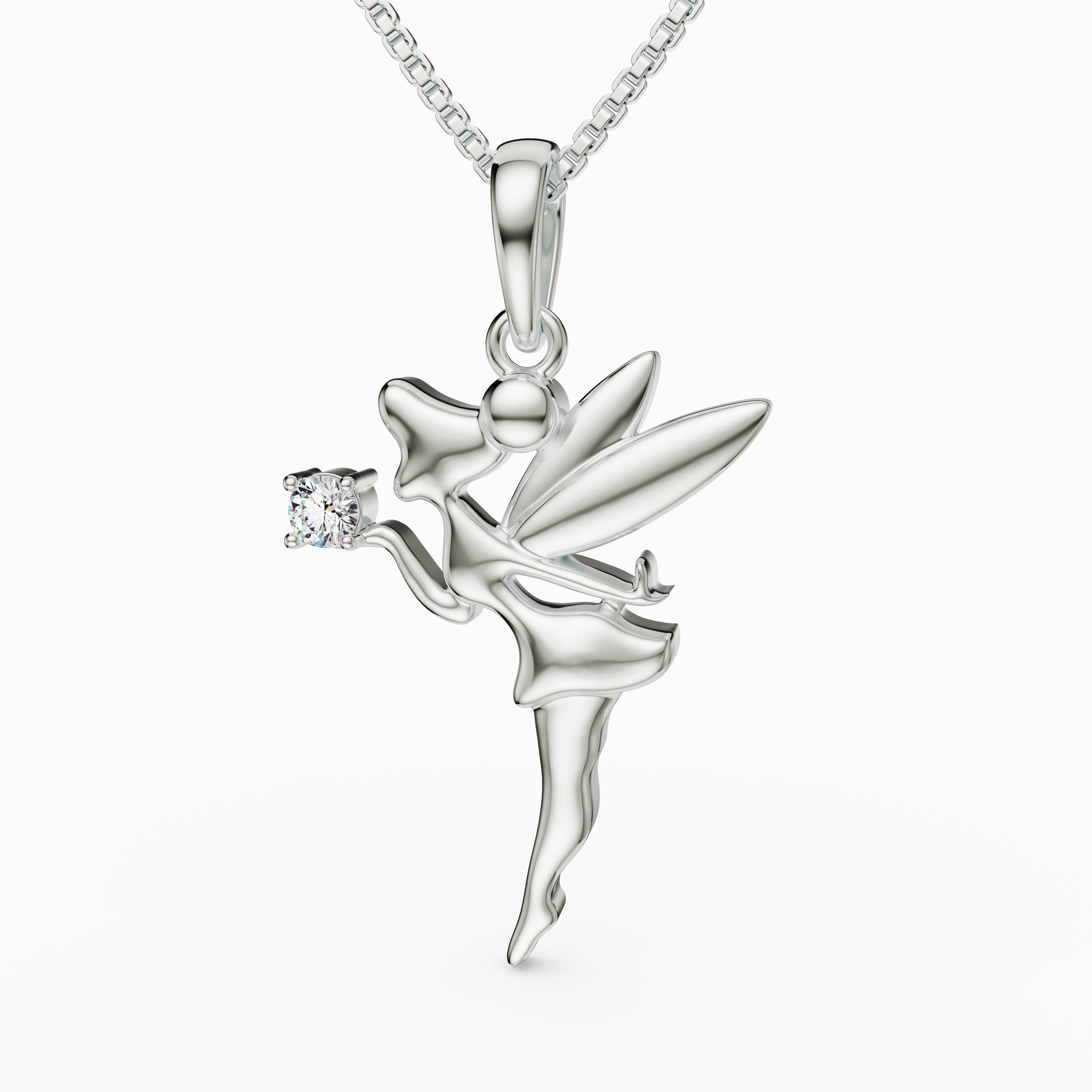 Dainty CZ Fairy Necklace in 925 Sterling Silver - Fantasy Pendant