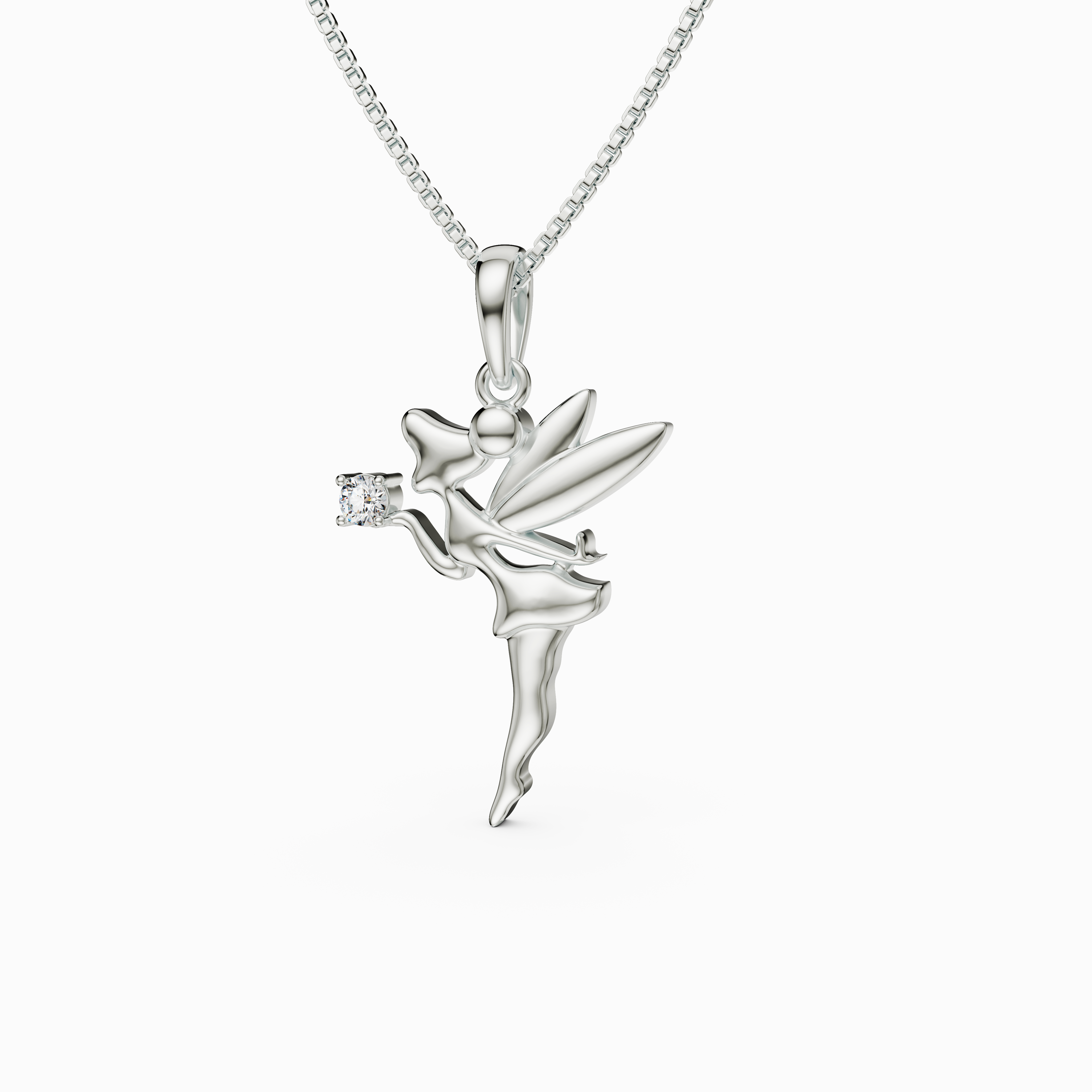 Dainty CZ Fairy Necklace in 925 Sterling Silver - Fantasy Pendant