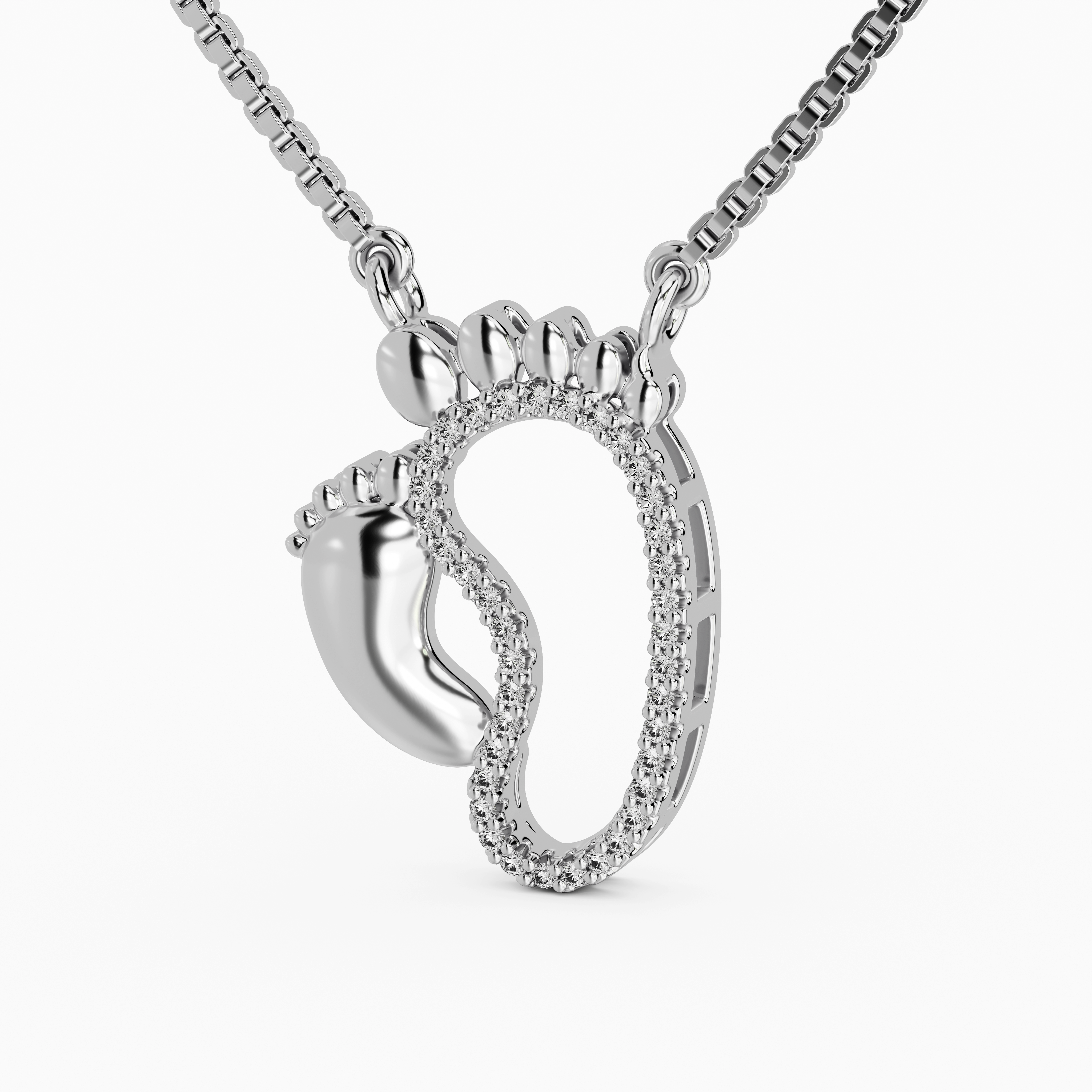 925 Sterling Silver Baby Feet Pendant - Sparkling CZ Motherhood tanmaniya