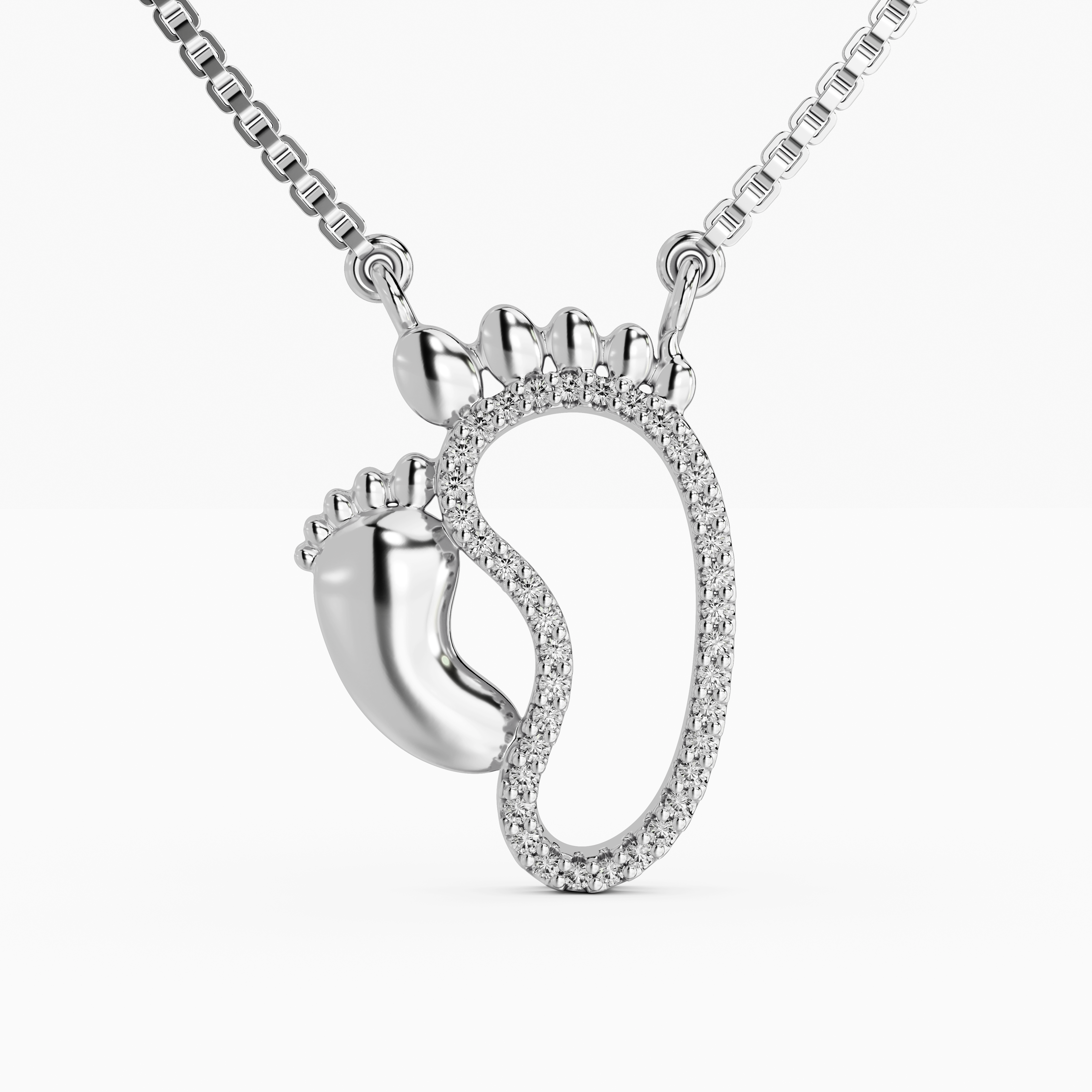 925 Sterling Silver Baby Feet Pendant - Sparkling CZ Motherhood tanmaniya