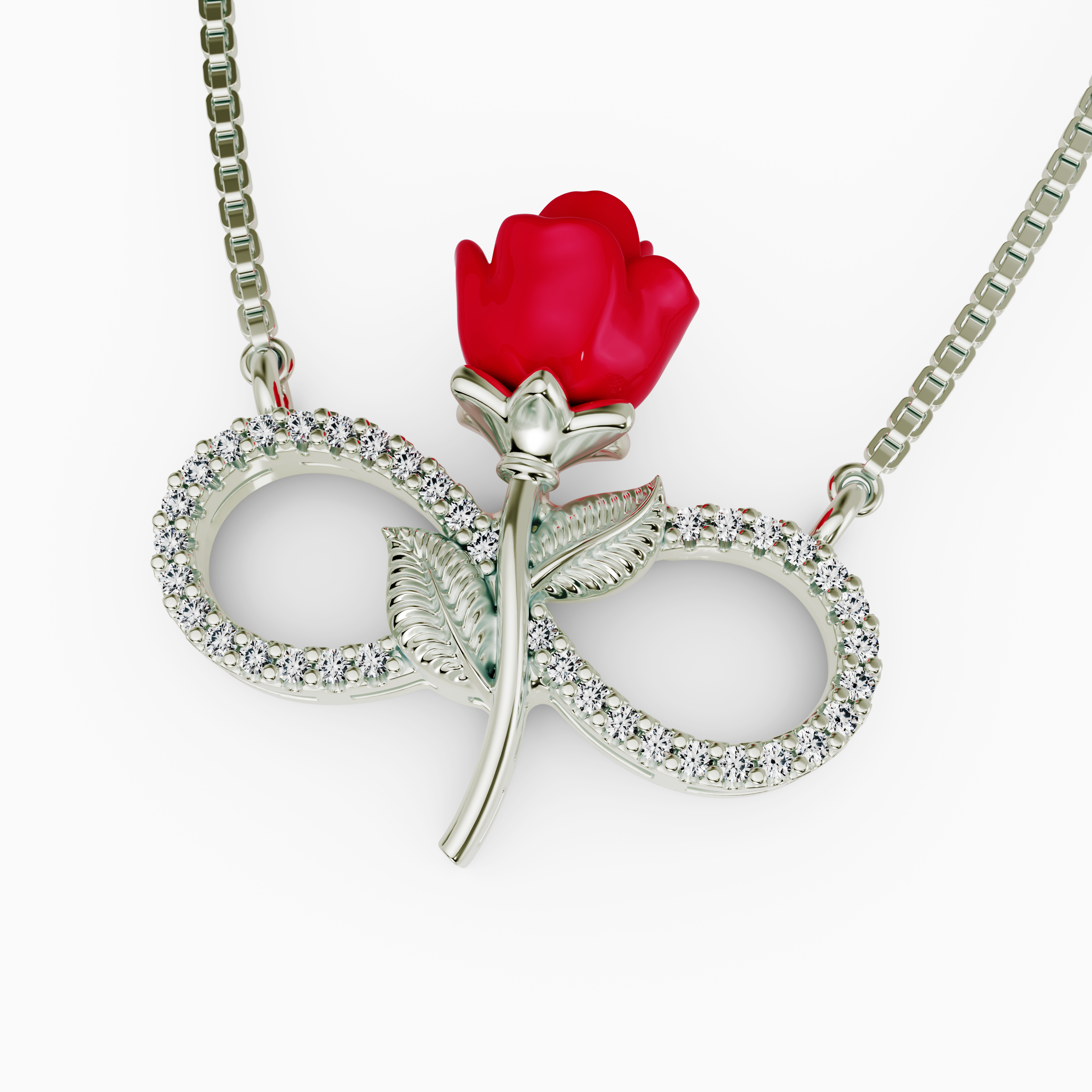 Romantic 925 Silver Red Rose Infinity Tanmaniya - Sparkling CZ Gift for Her