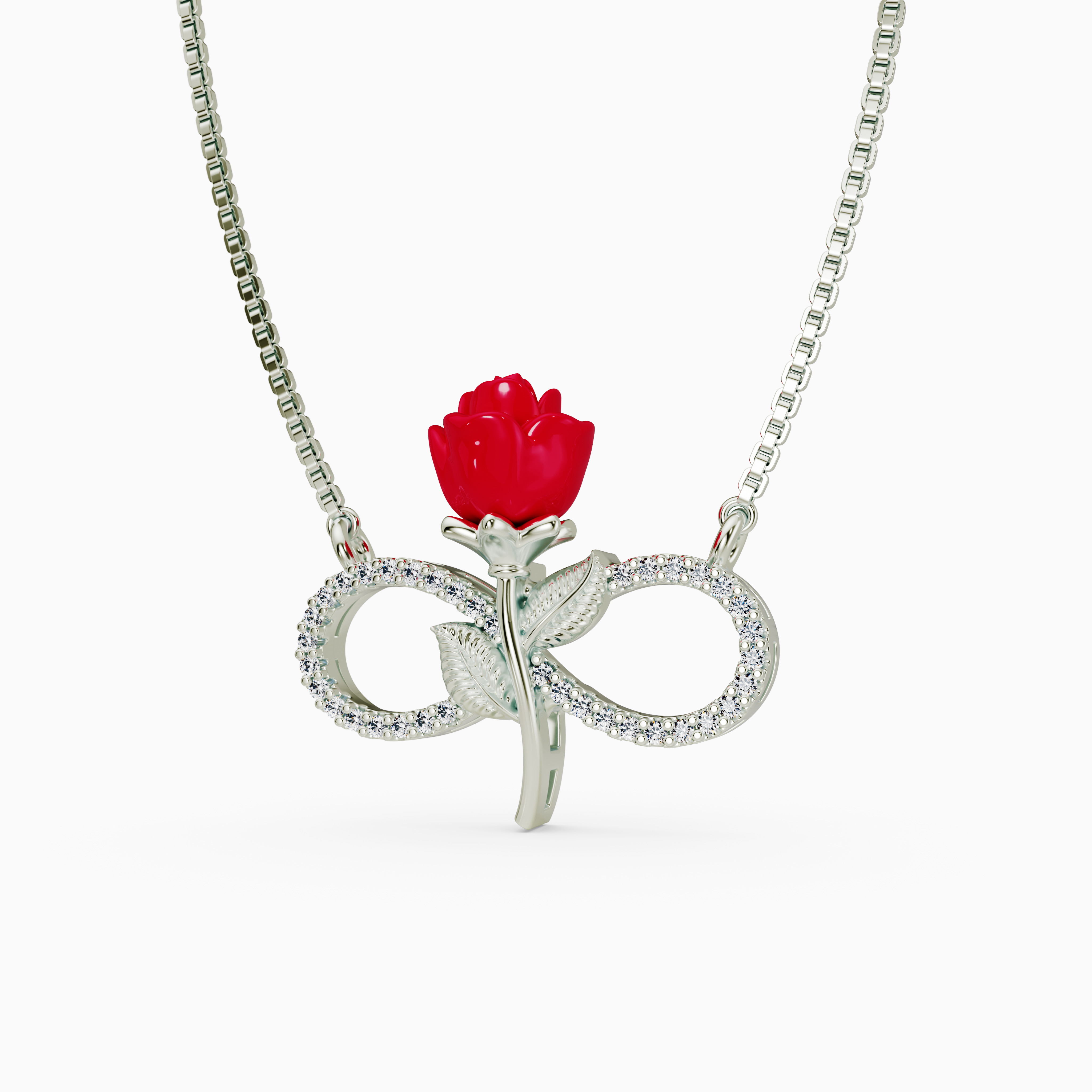 Romantic 925 Silver Red Rose Infinity Tanmaniya - Sparkling CZ Gift for Her