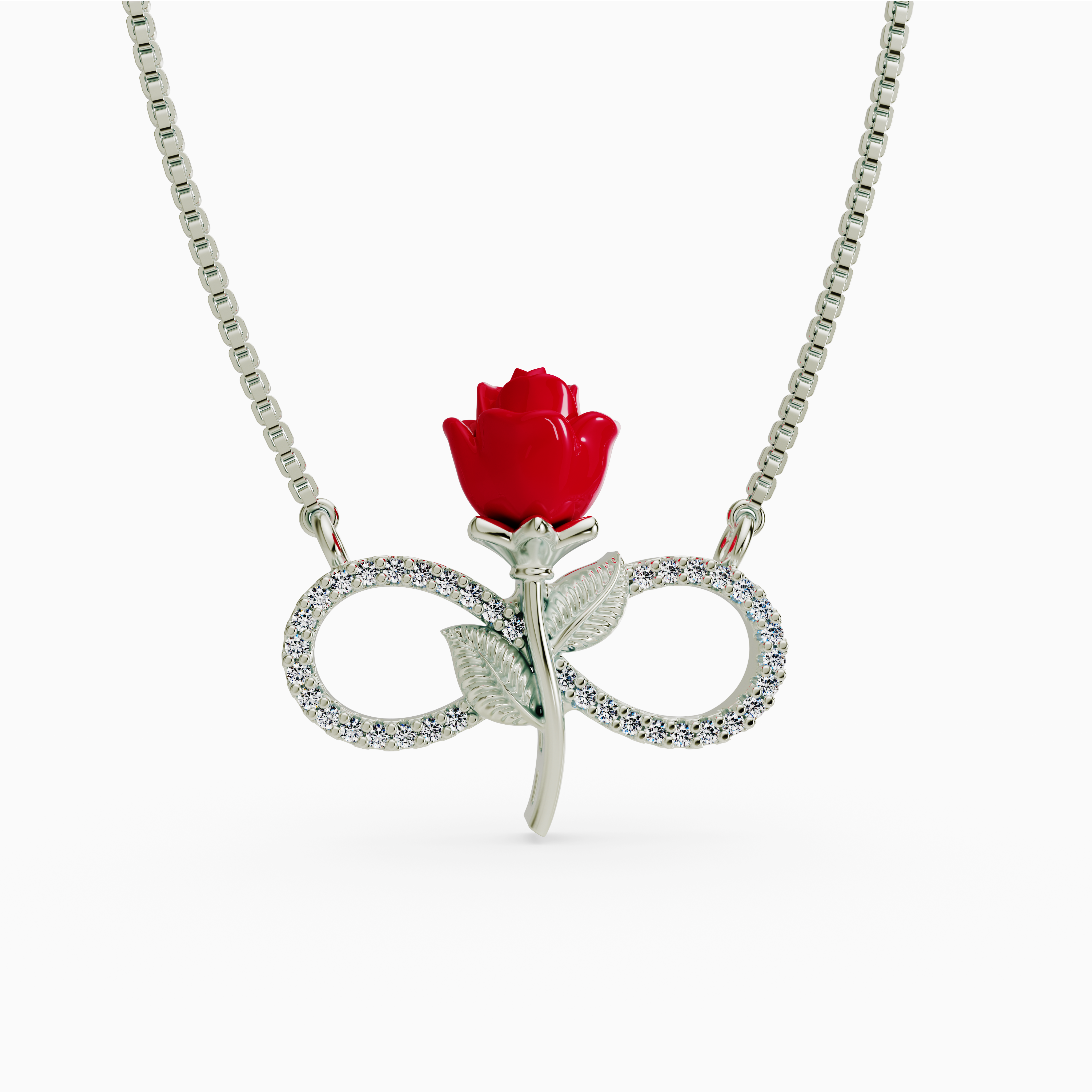 Romantic 925 Silver Red Rose Infinity Tanmaniya - Sparkling CZ Gift for Her