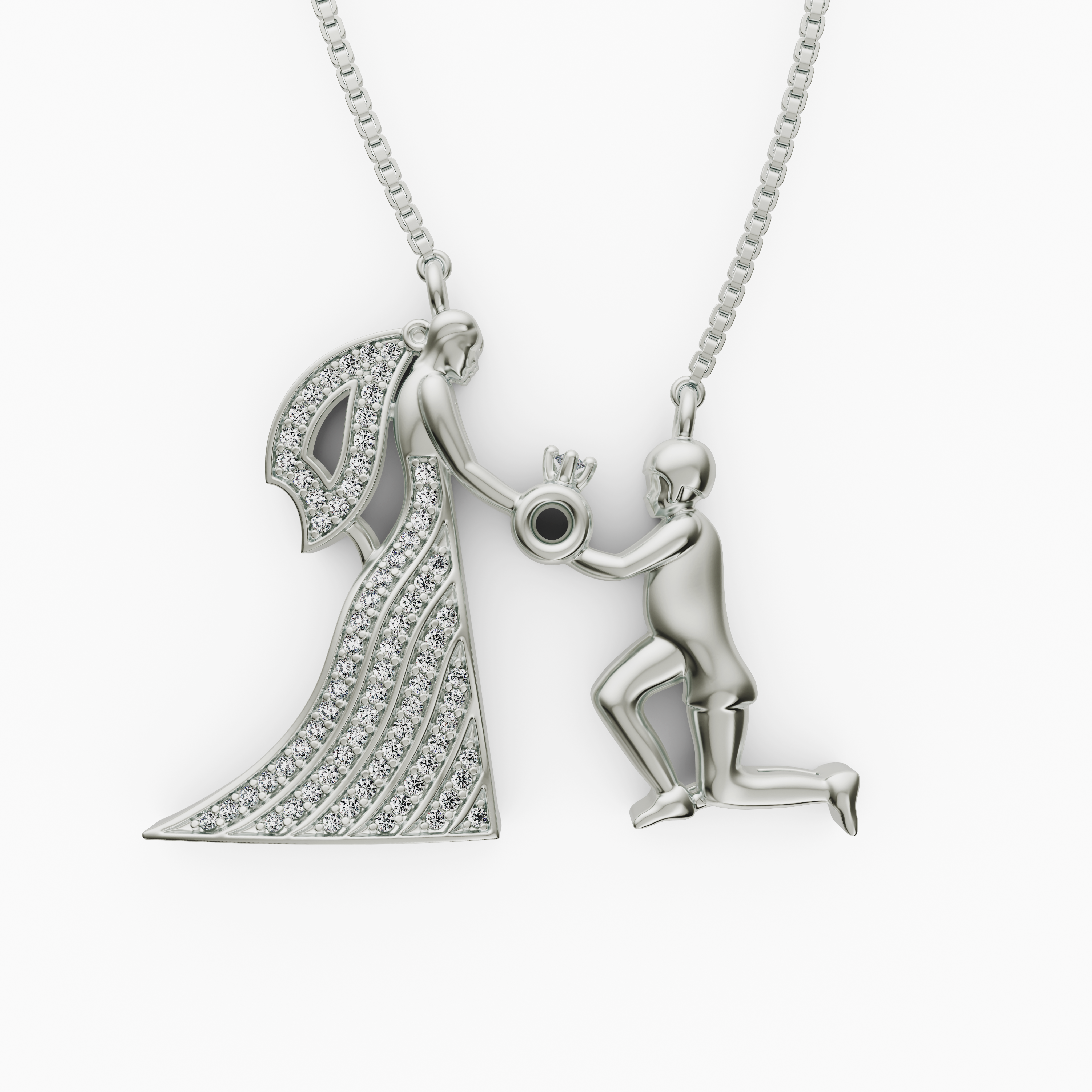 Anniversary Gift 925 Silver Wedding Tanmaniya - Luxury CZ Proposal Pendant