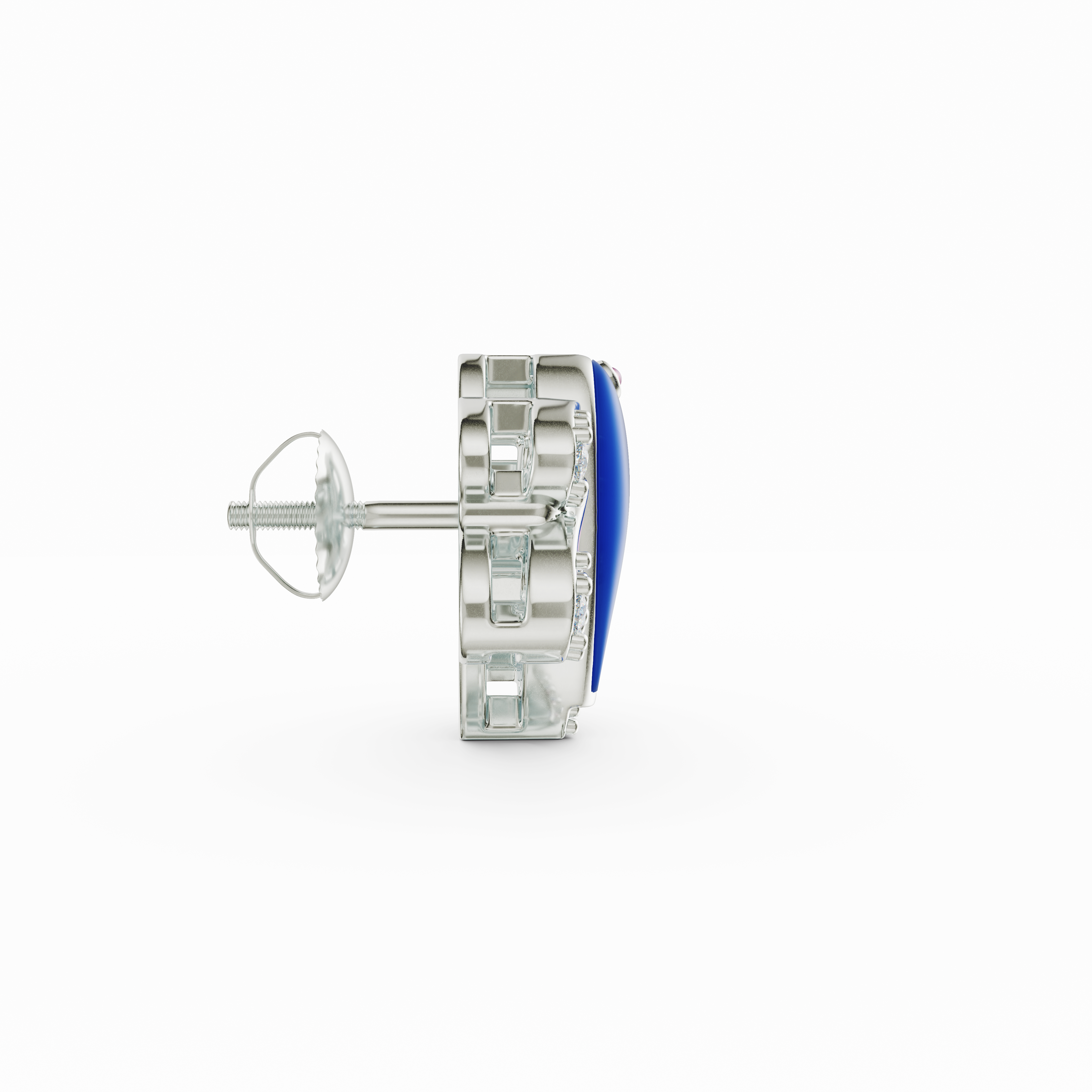 925 Sterling Silver CZ Hummingbird earring - Pink & Blue Enamel