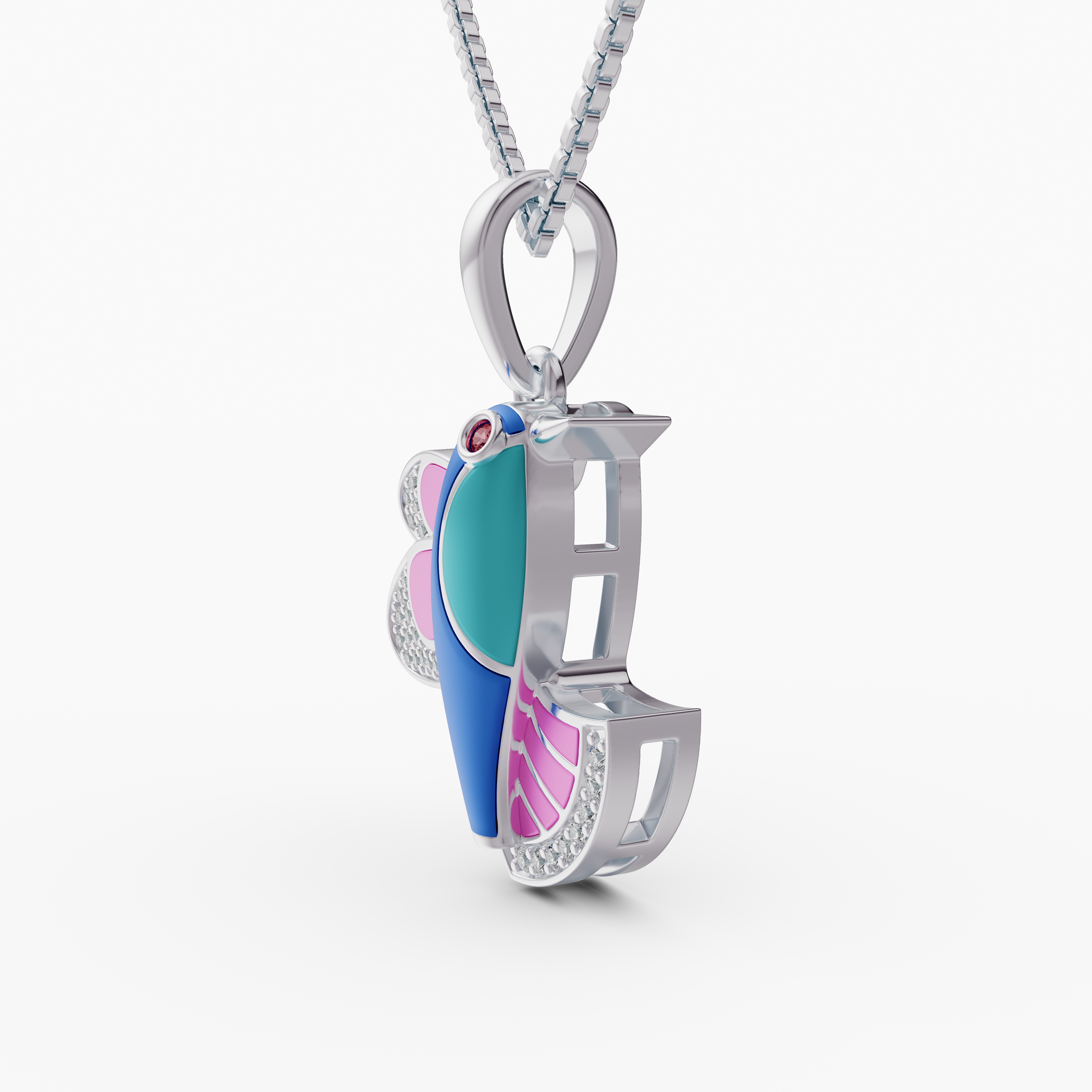 Unique Multi-Color Bird Necklace Gift for Her - CZ Accents
