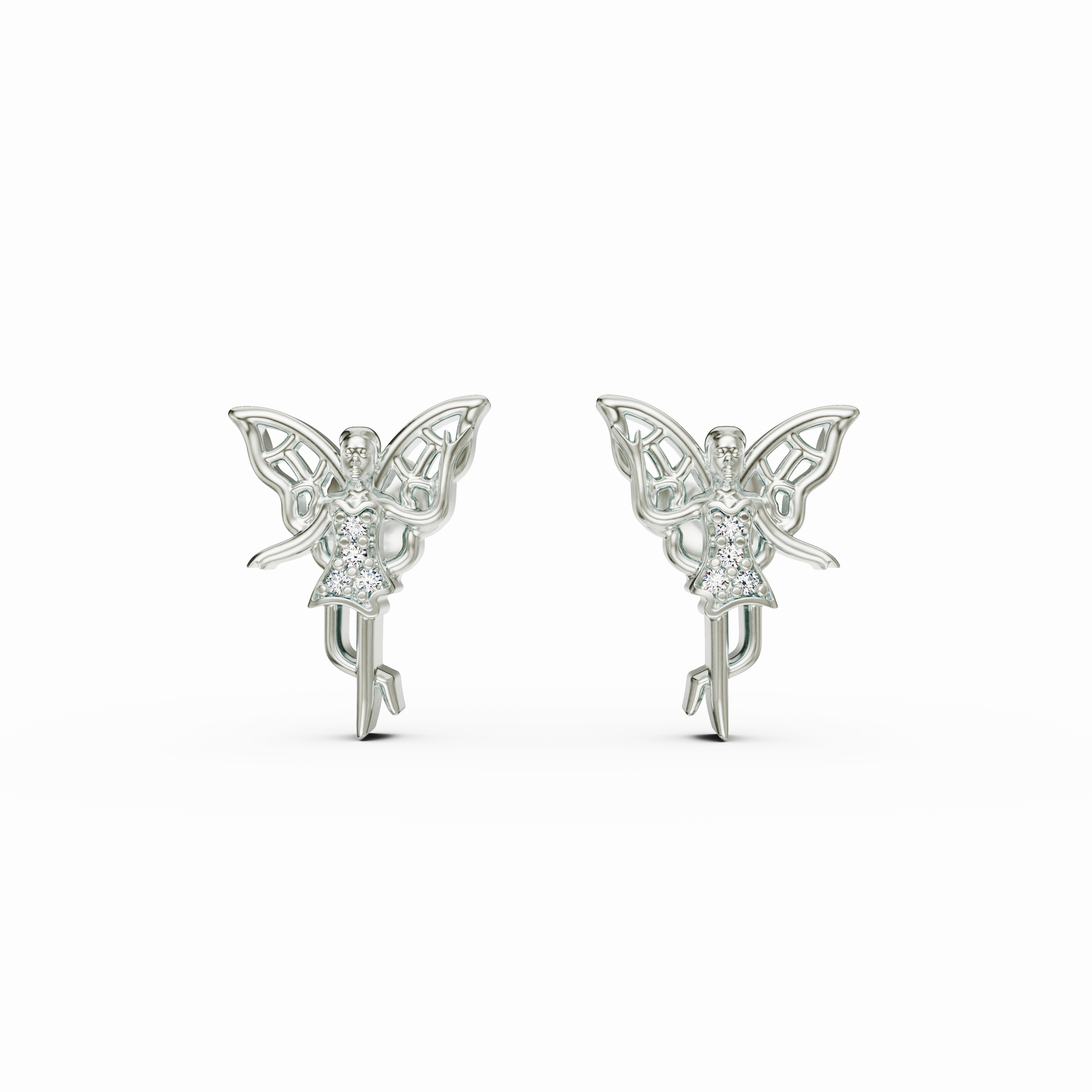 Cute Fairy & Butterfly earring Gift for Her - Sterling Silver Sparkle