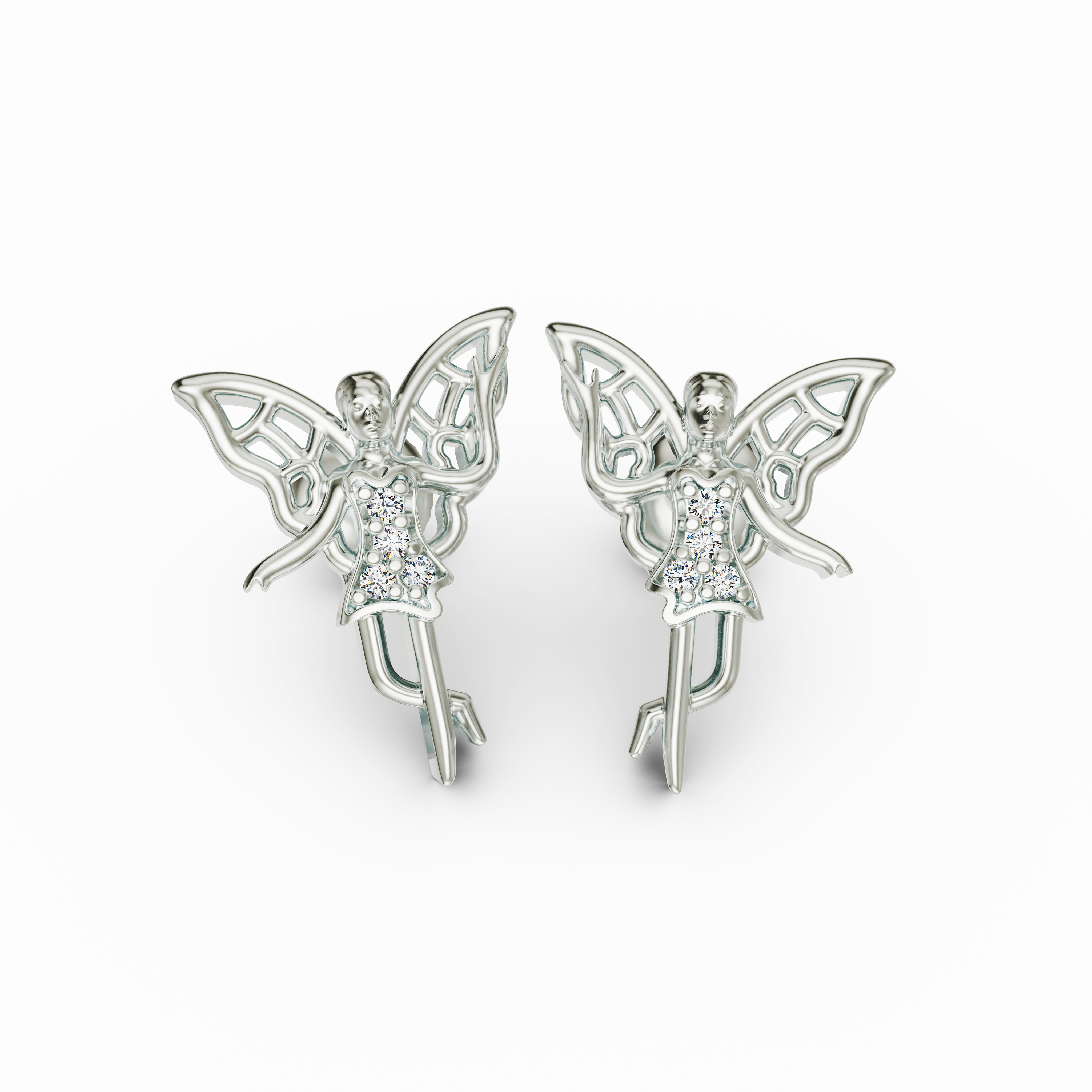 Cute Fairy & Butterfly earring Gift for Her - Sterling Silver Sparkle