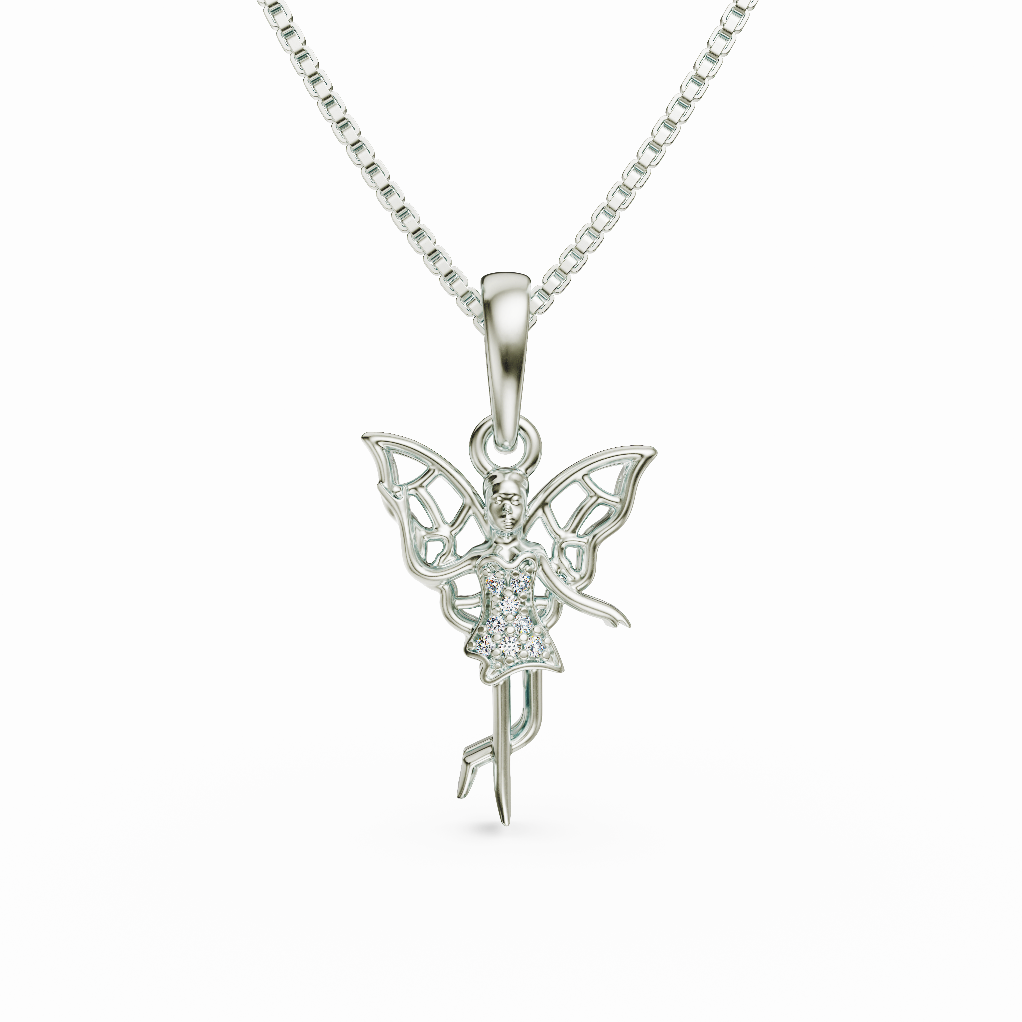 925 Sterling Silver CZ Fairy Pendant - Whimsical Butterfly Jewelry