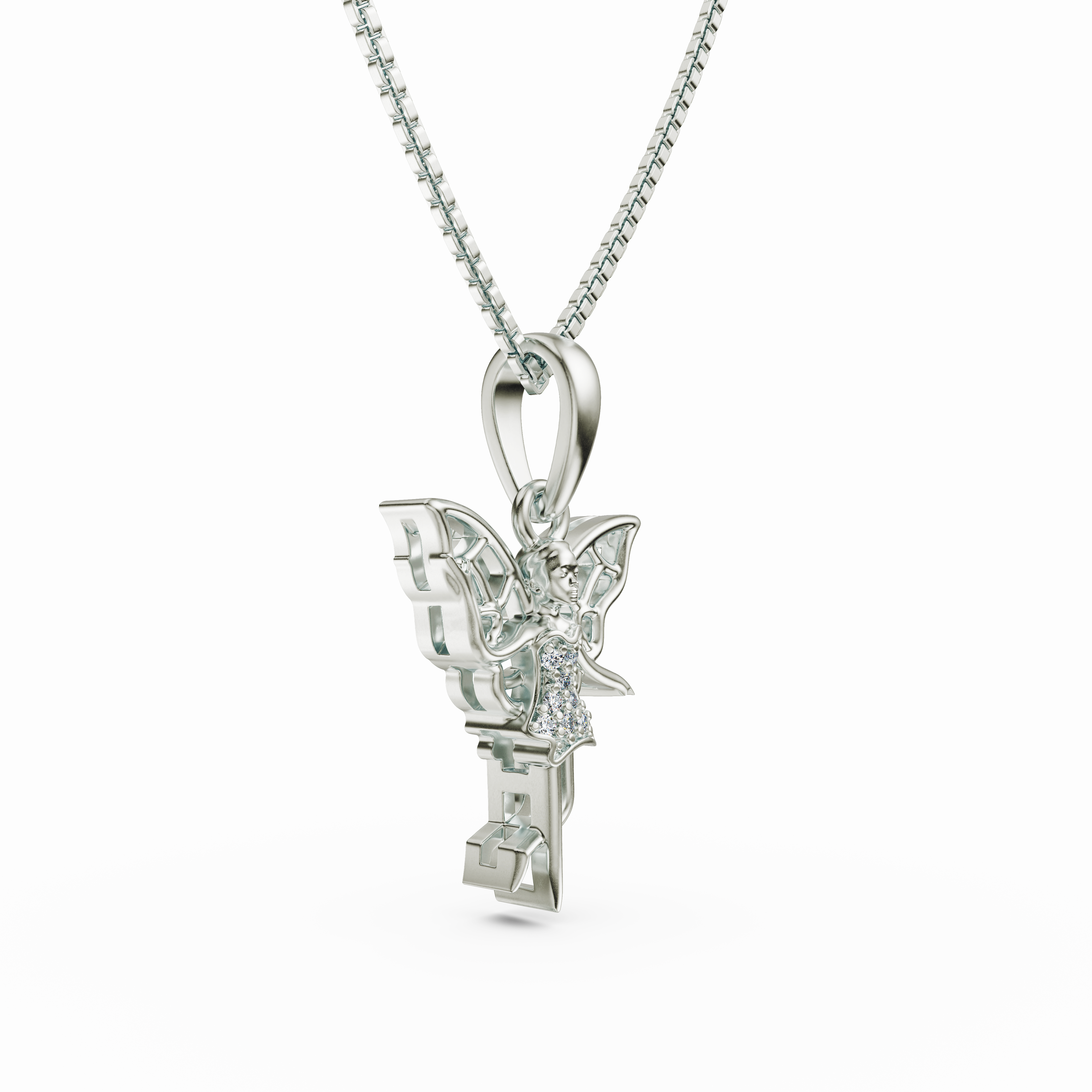 925 Sterling Silver CZ Fairy Pendant - Whimsical Butterfly Jewelry
