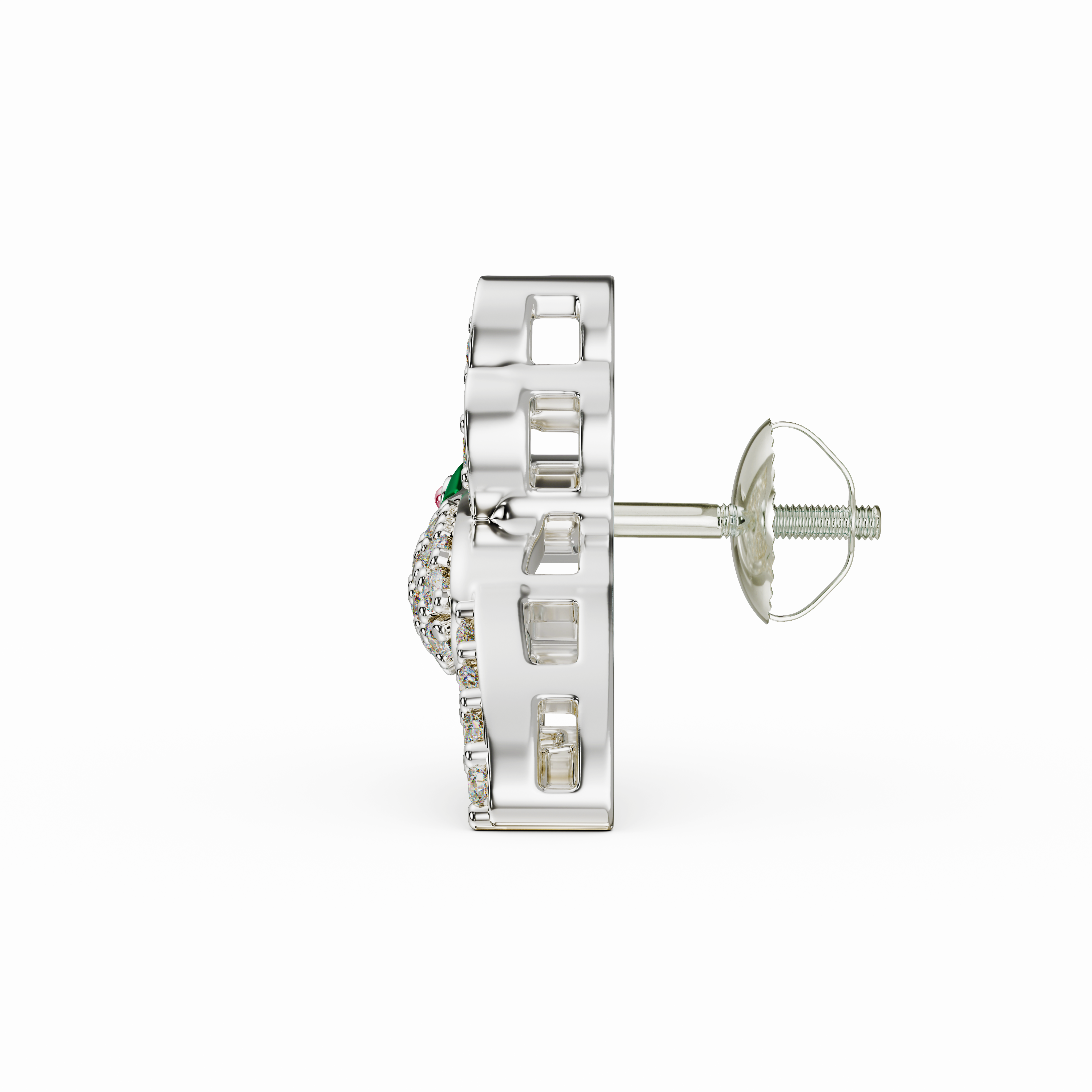 925 Silver CZ Hummingbird Ear Climber Earrings with Green Enamel