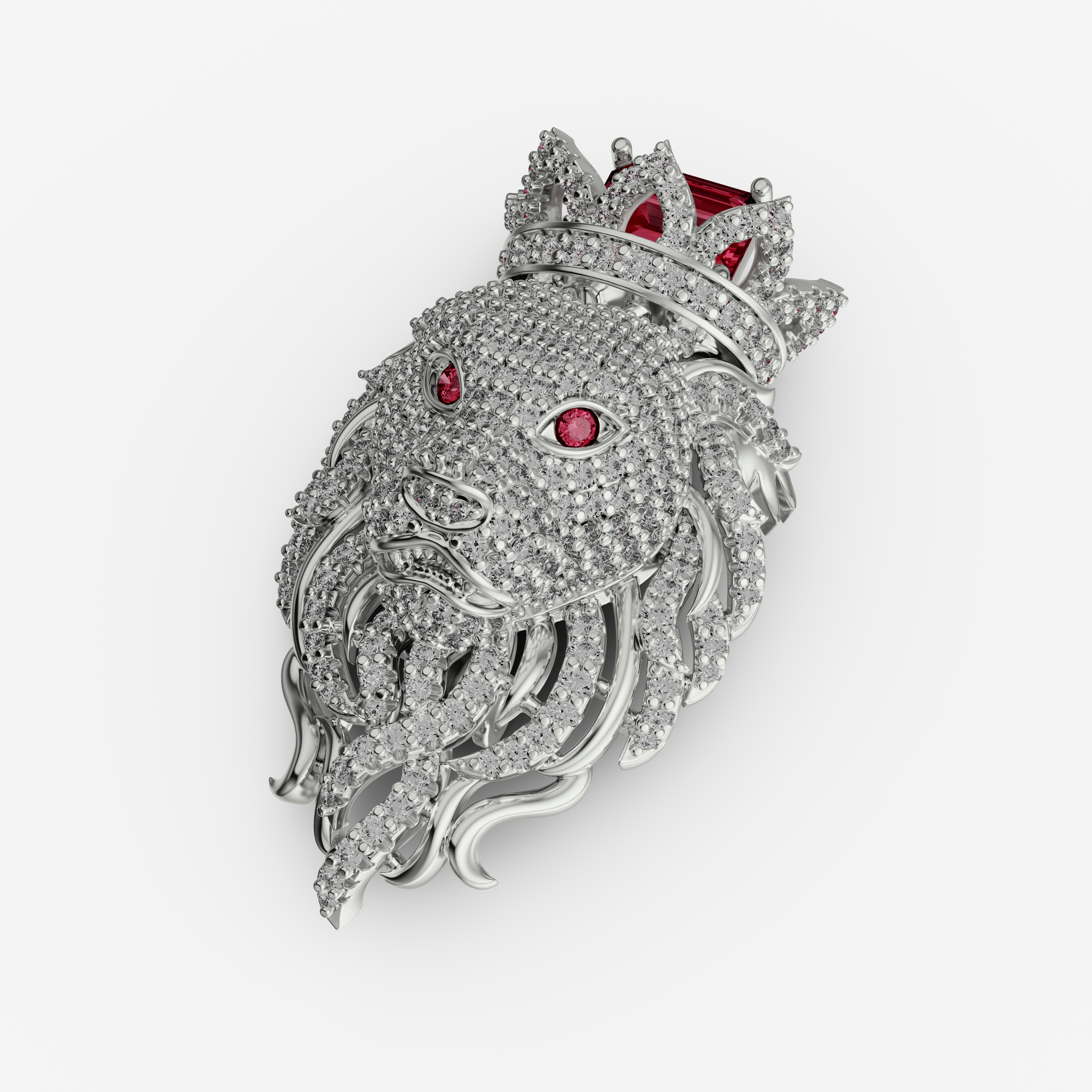 The King's Roar Crowned Lion CZ Brooch
