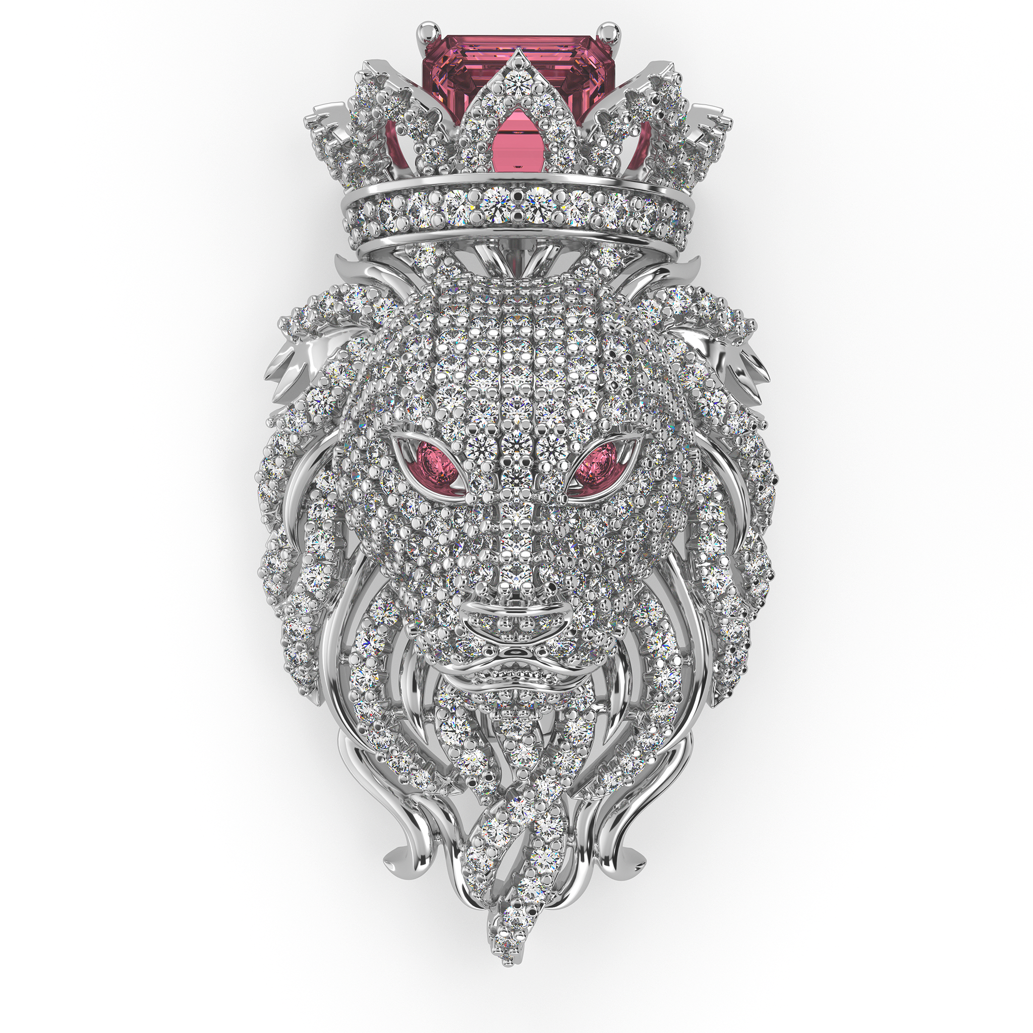 The King's Roar Crowned Lion CZ Brooch