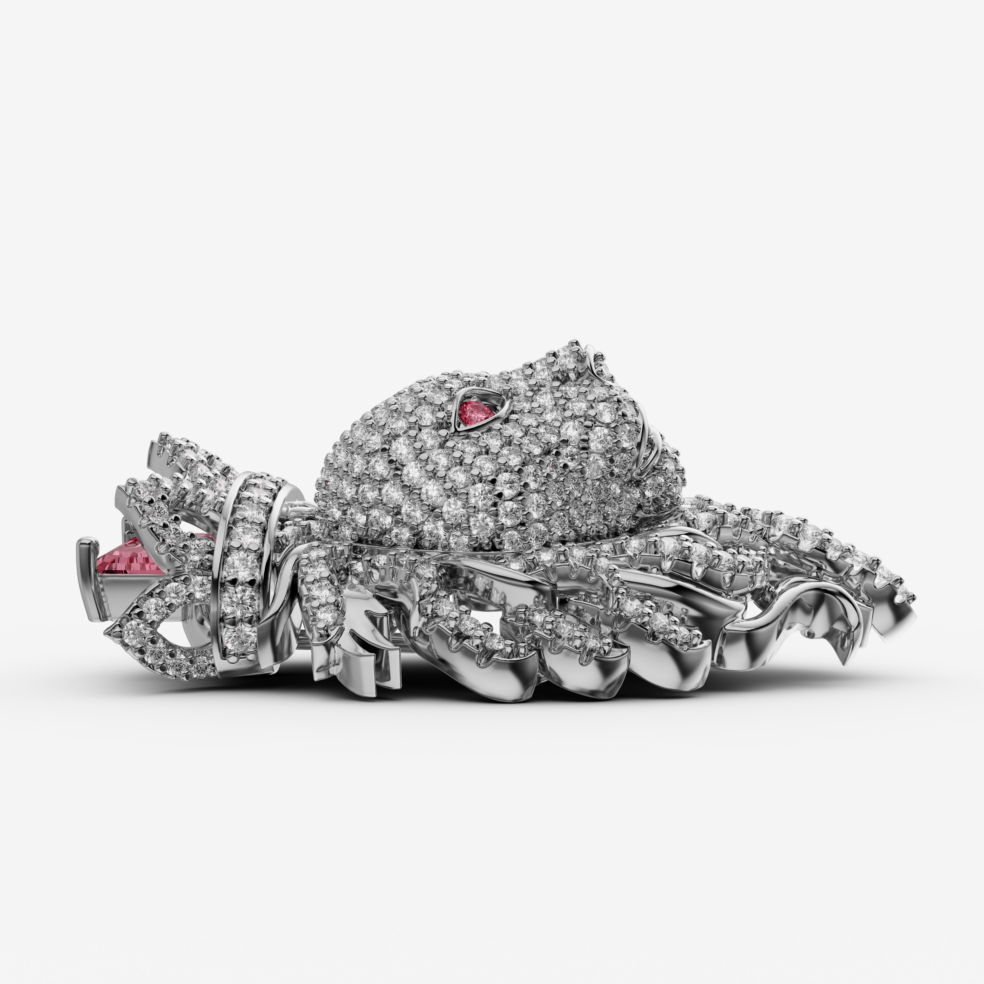 The King's Roar Crowned Lion CZ Brooch