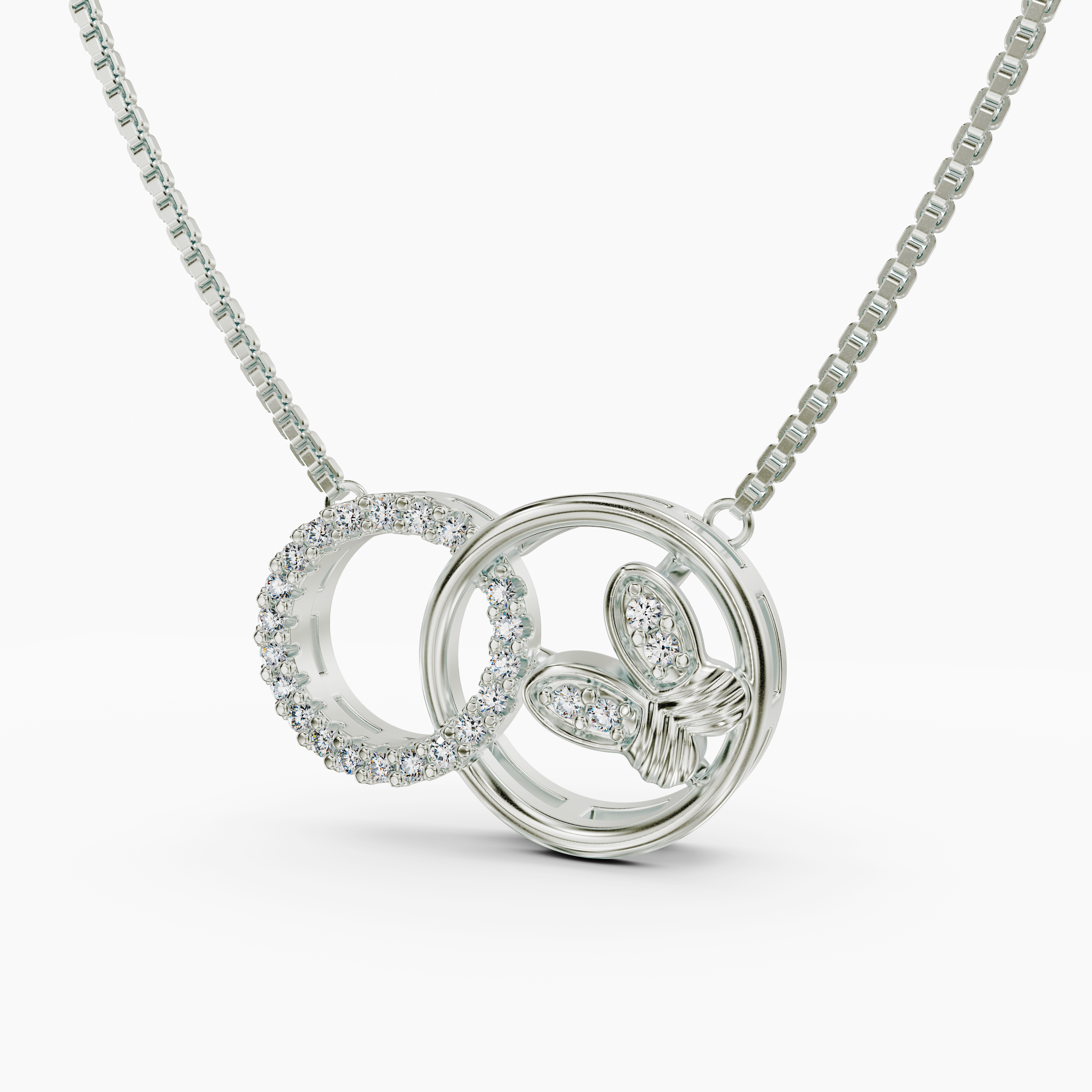 925 Sterling Silver CZ Interlocking Circles Necklace - Butterfly Tanmaniya