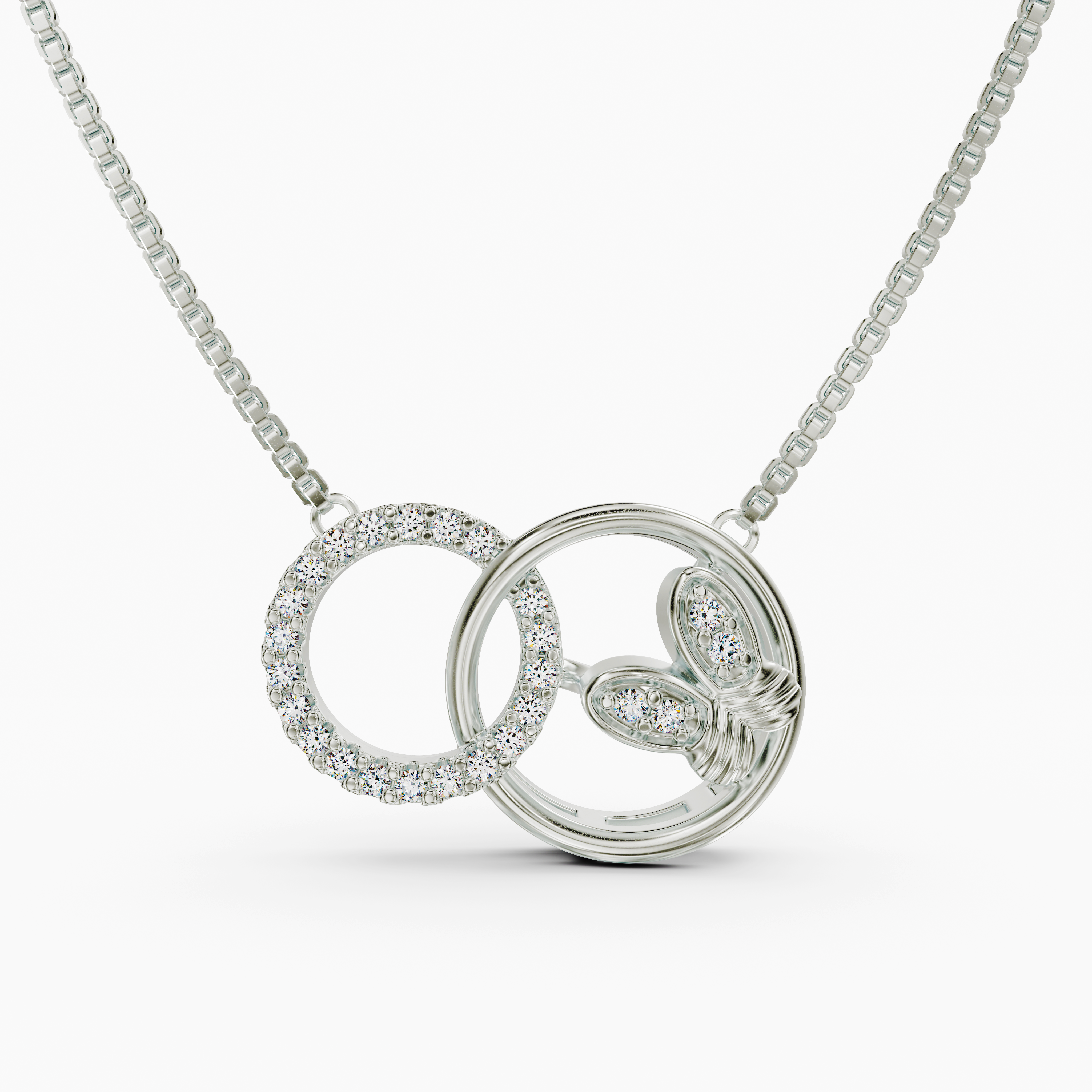 925 Sterling Silver CZ Interlocking Circles Necklace - Butterfly Tanmaniya