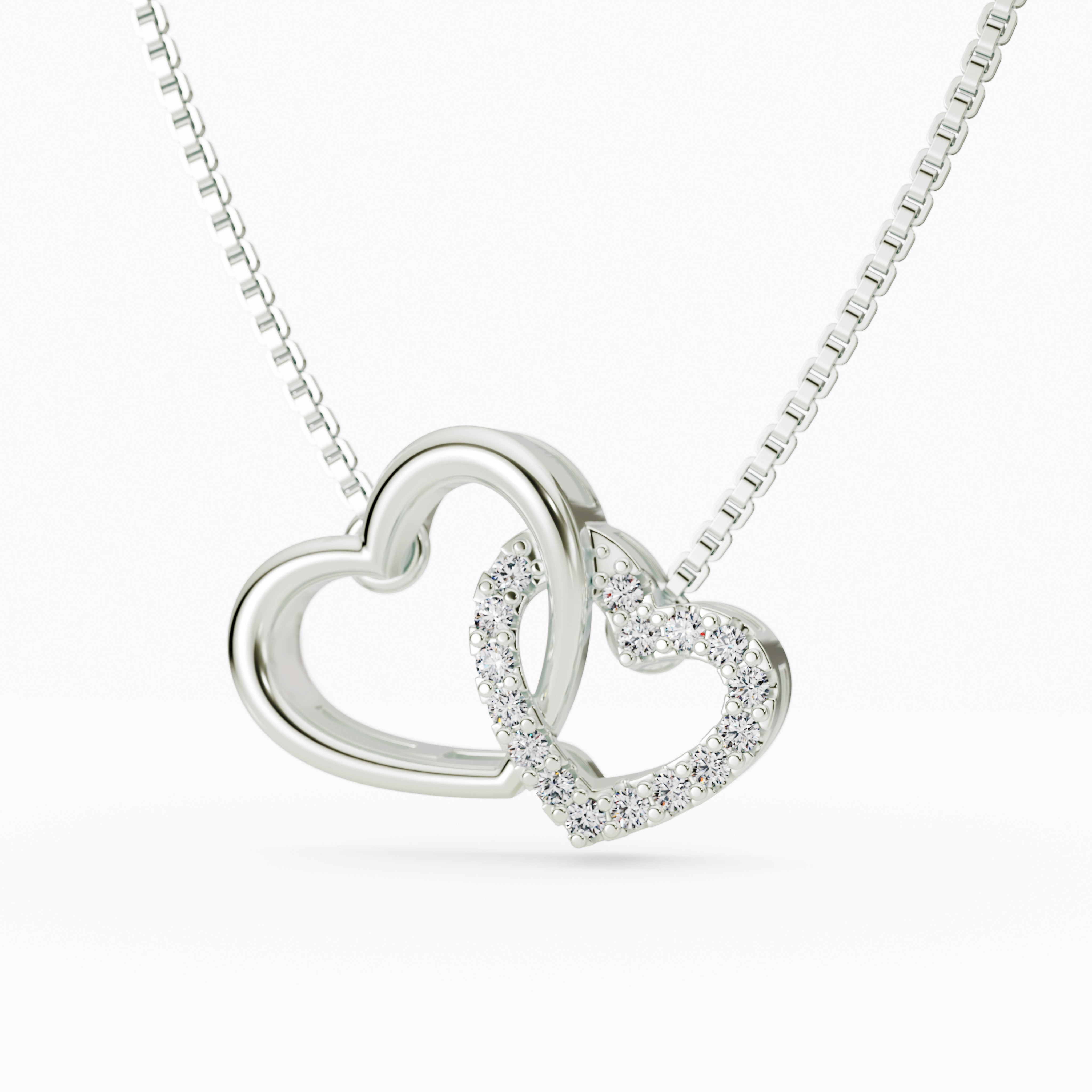 925 Silver Entwined Heart Tanmania Mangalsutra Pendant - Sparkling CZ Accents - Adjustable Box Chain
