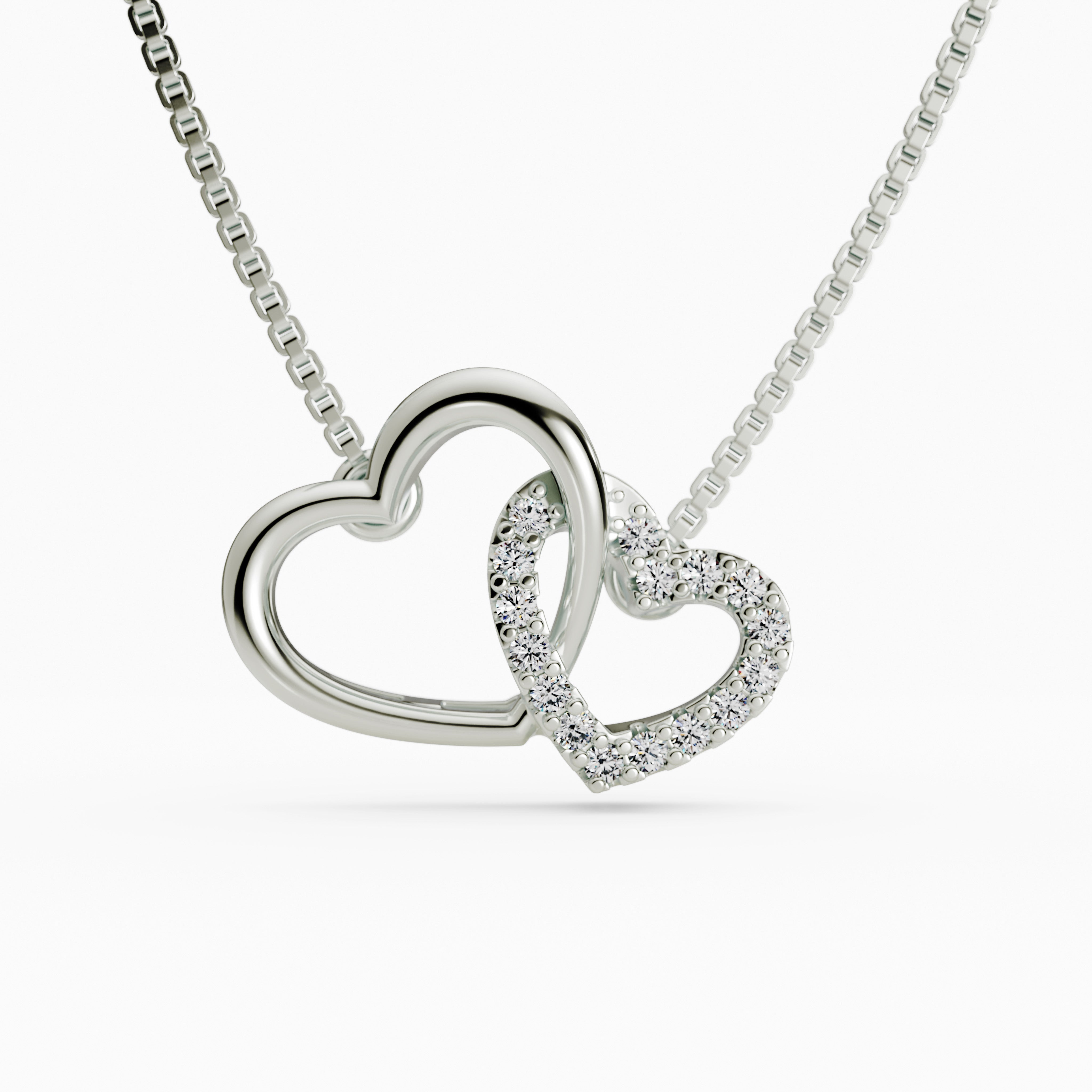 925 Silver Entwined Heart Tanmania Mangalsutra Pendant - Sparkling CZ Accents - Adjustable Box Chain