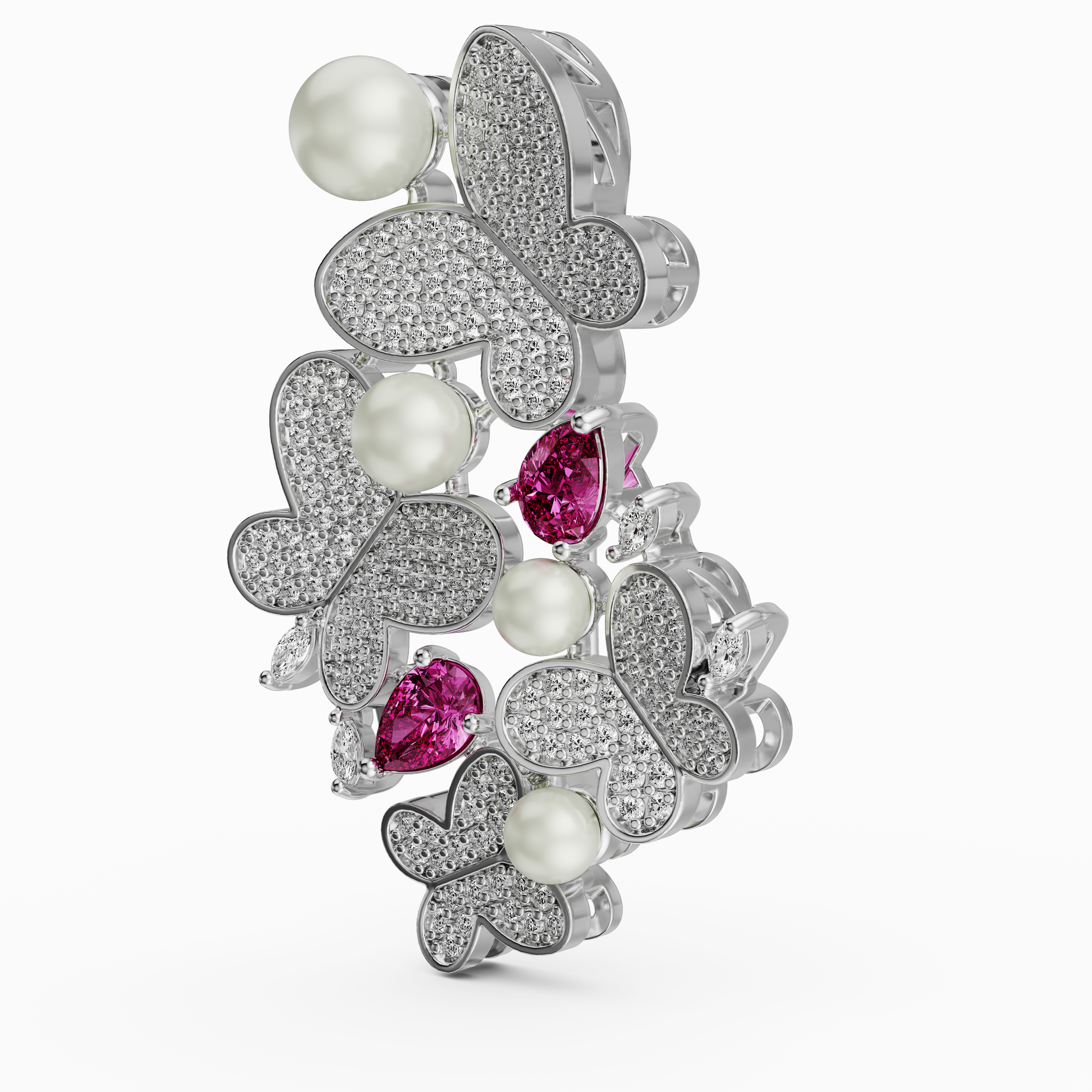 925 Sterling Silver Butterfly Cluster Brooch