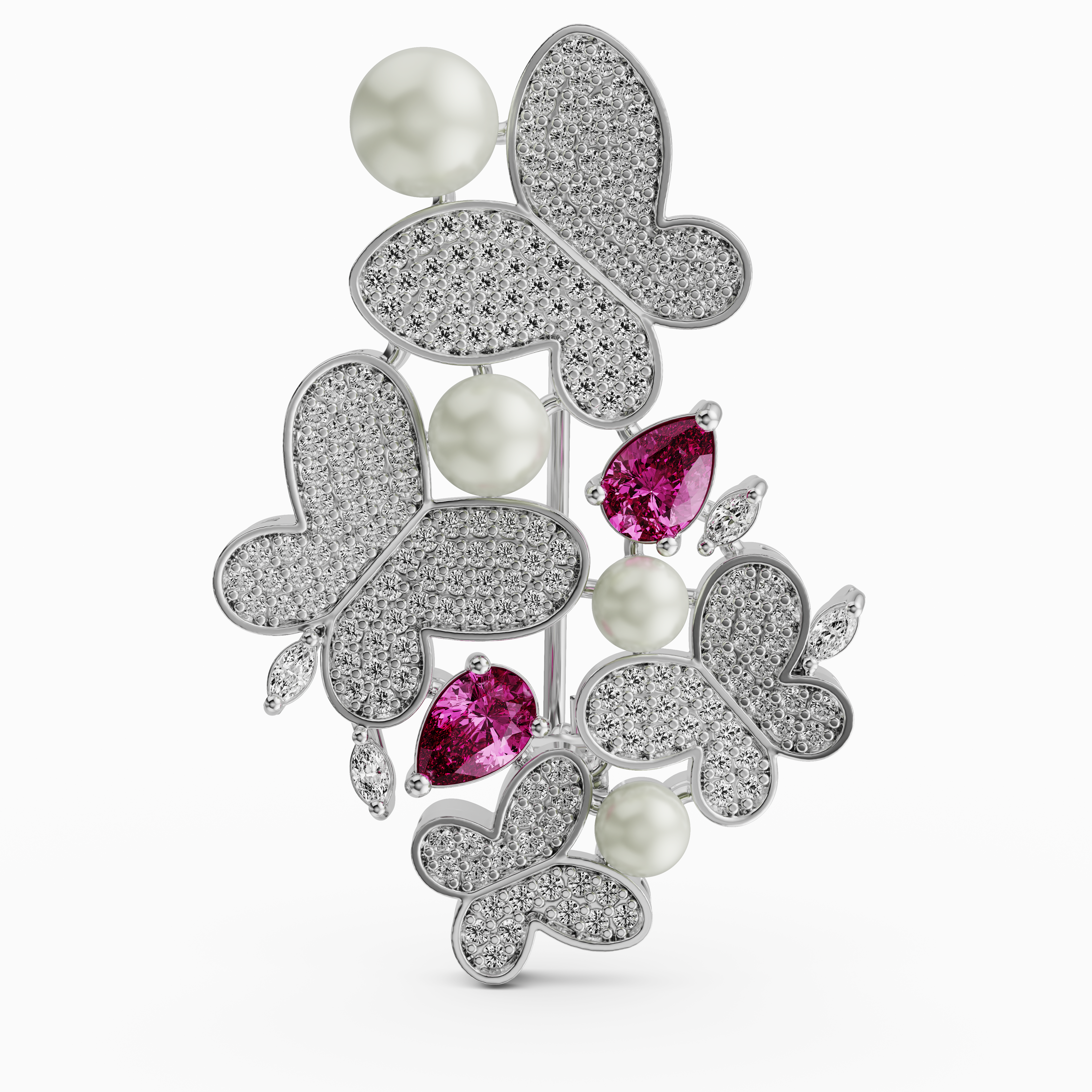 925 Sterling Silver Butterfly Cluster Brooch