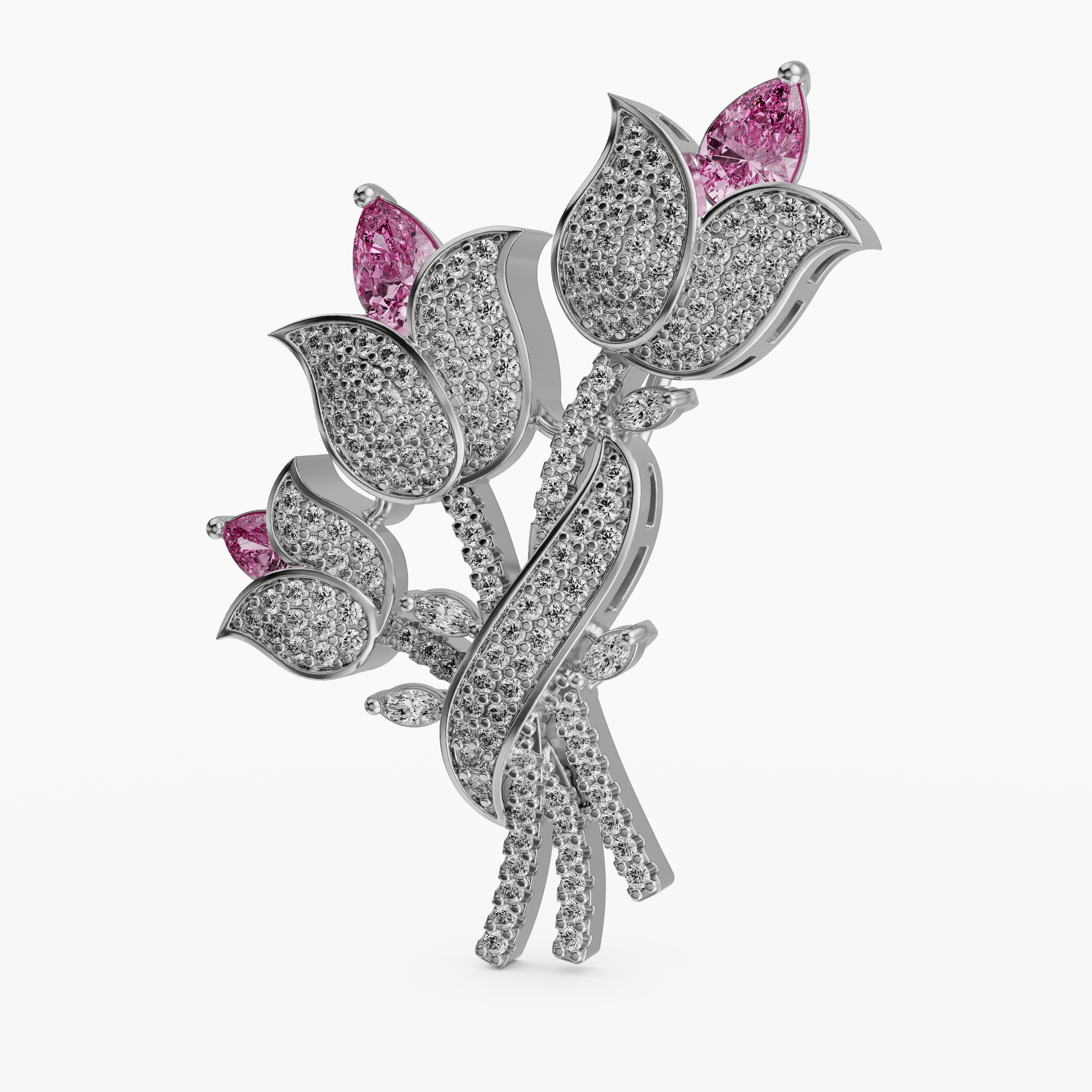 925 silver Sparkling Tulip Bouquet Brooch