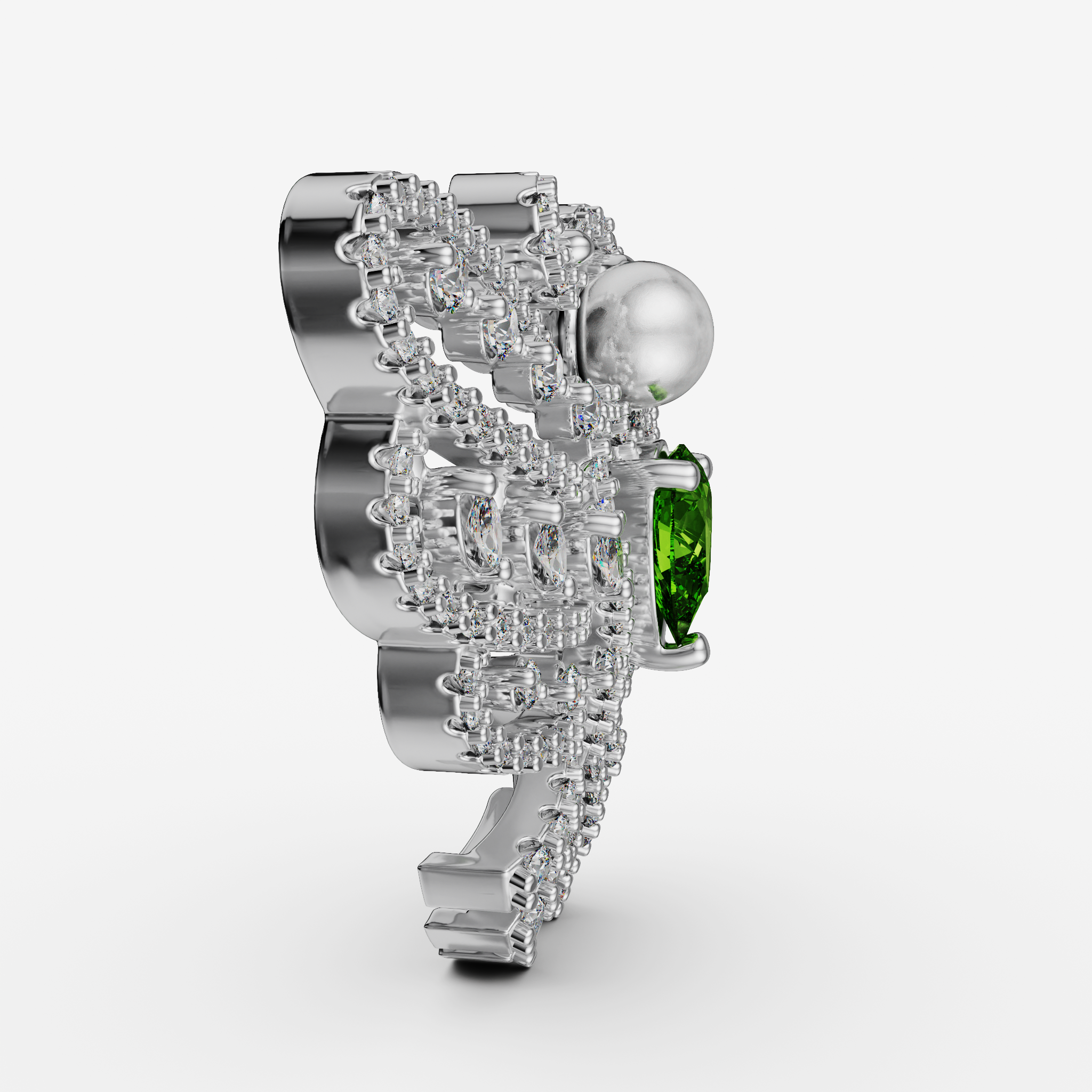 925 Sterling Silver Emerald-Green Jewel Bee/Moth Brooch