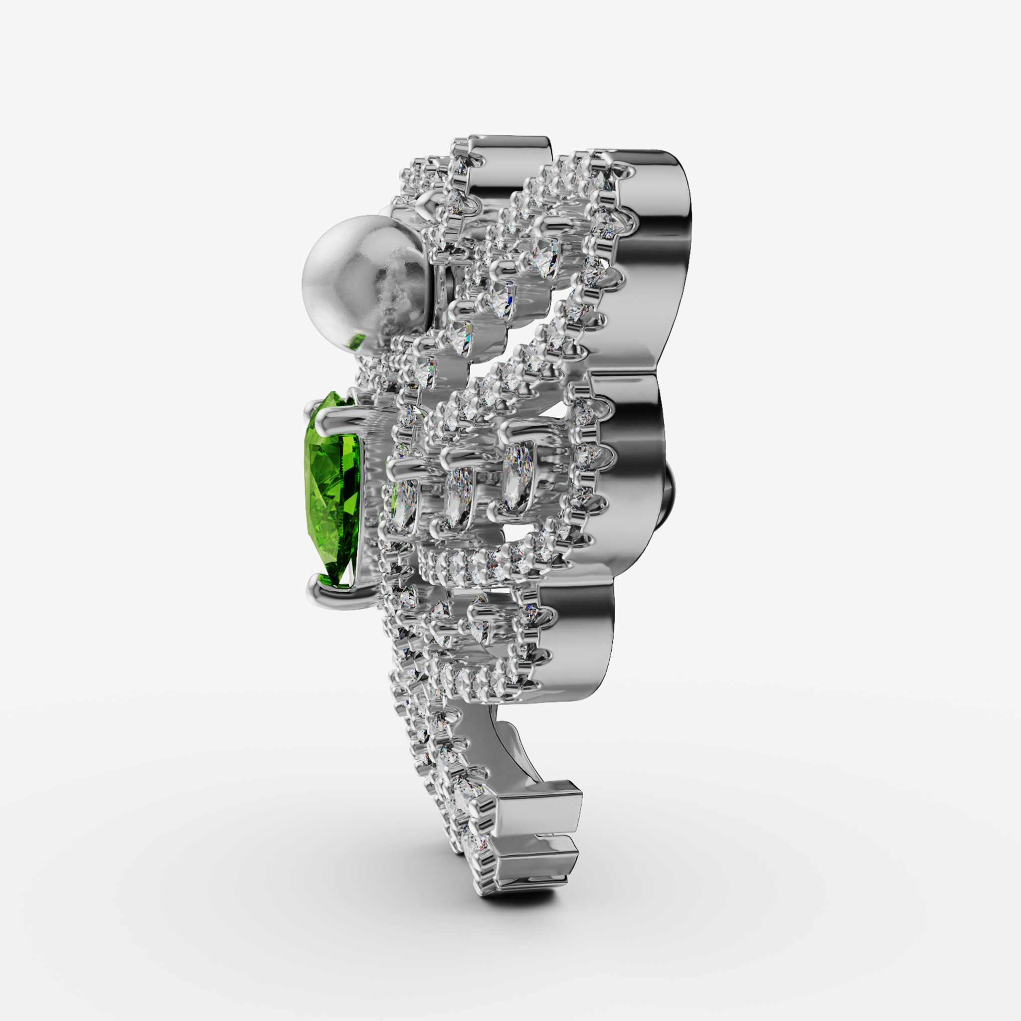 925 Sterling Silver Emerald-Green Jewel Bee/Moth Brooch