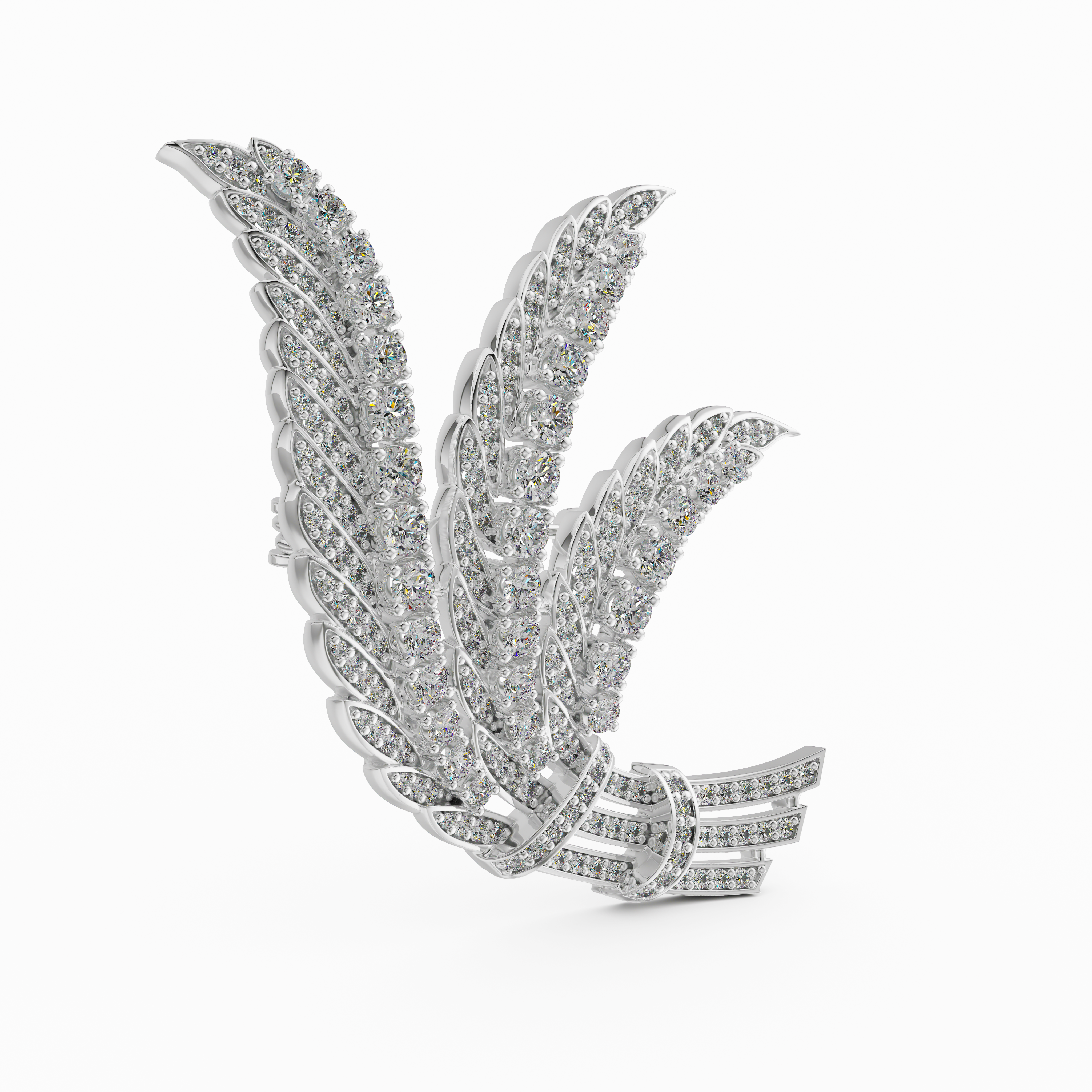 The Phoenix Wing 925 silver Brooch studded with red and white CZ