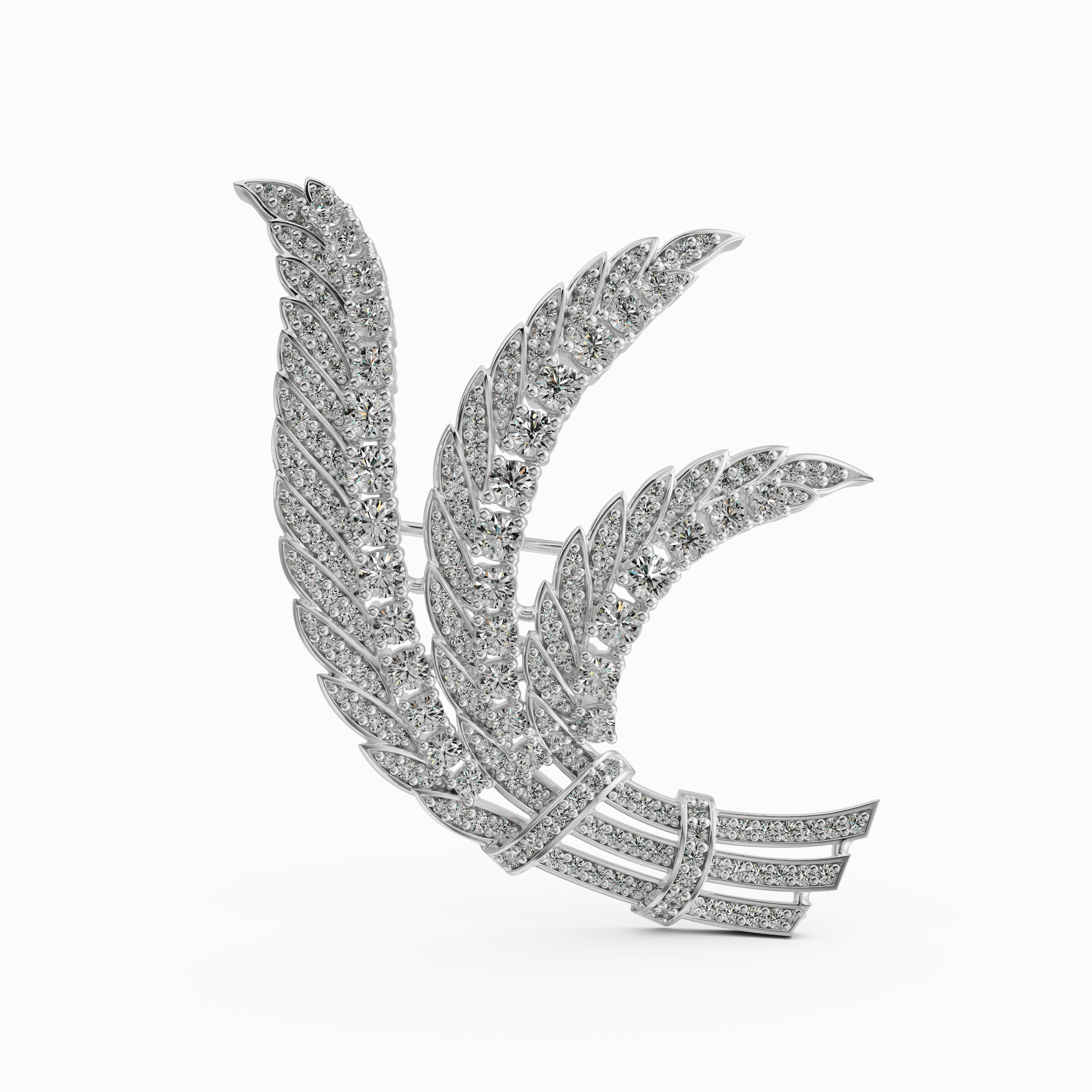 The Phoenix Wing 925 silver Brooch studded with red and white CZ