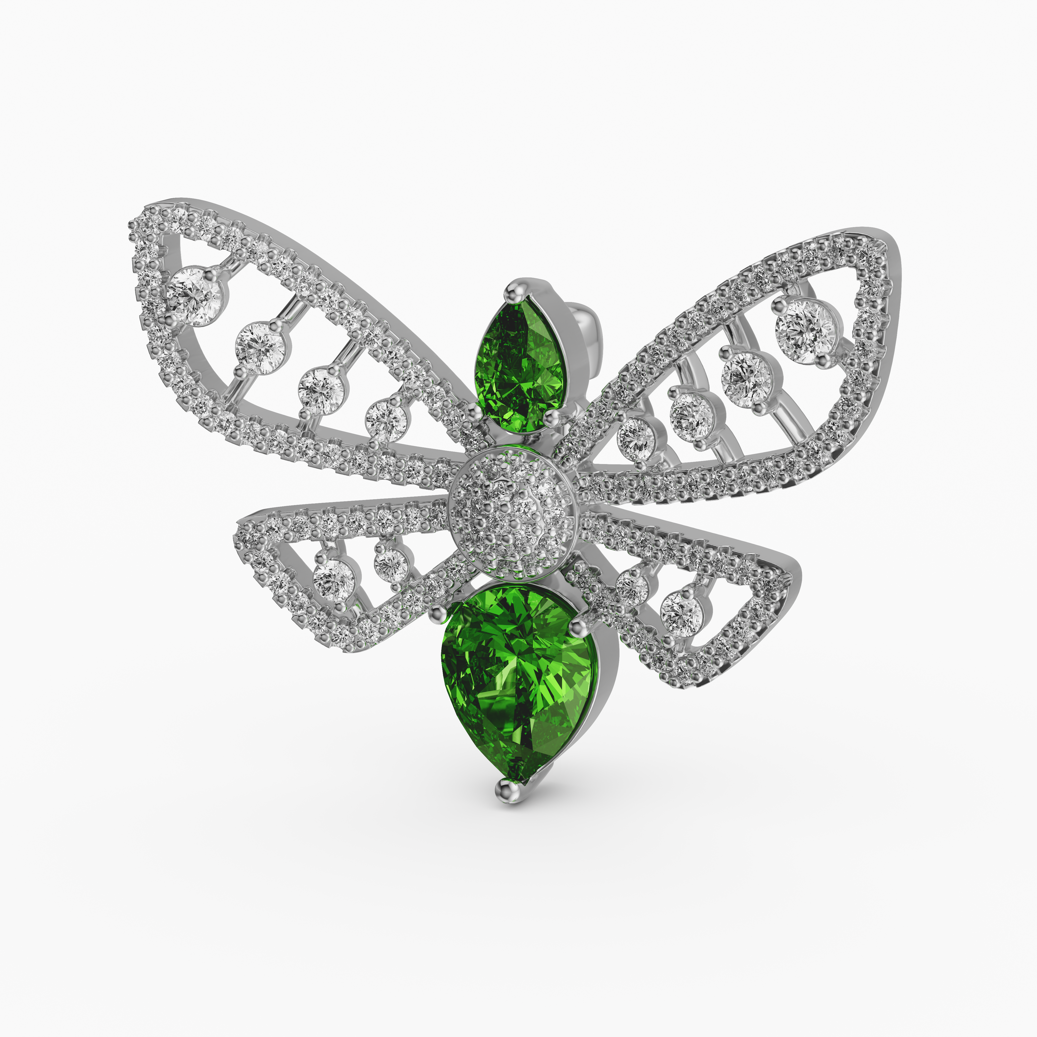The Emerald Jewel Moth/Bee Brooch made of 925 silver