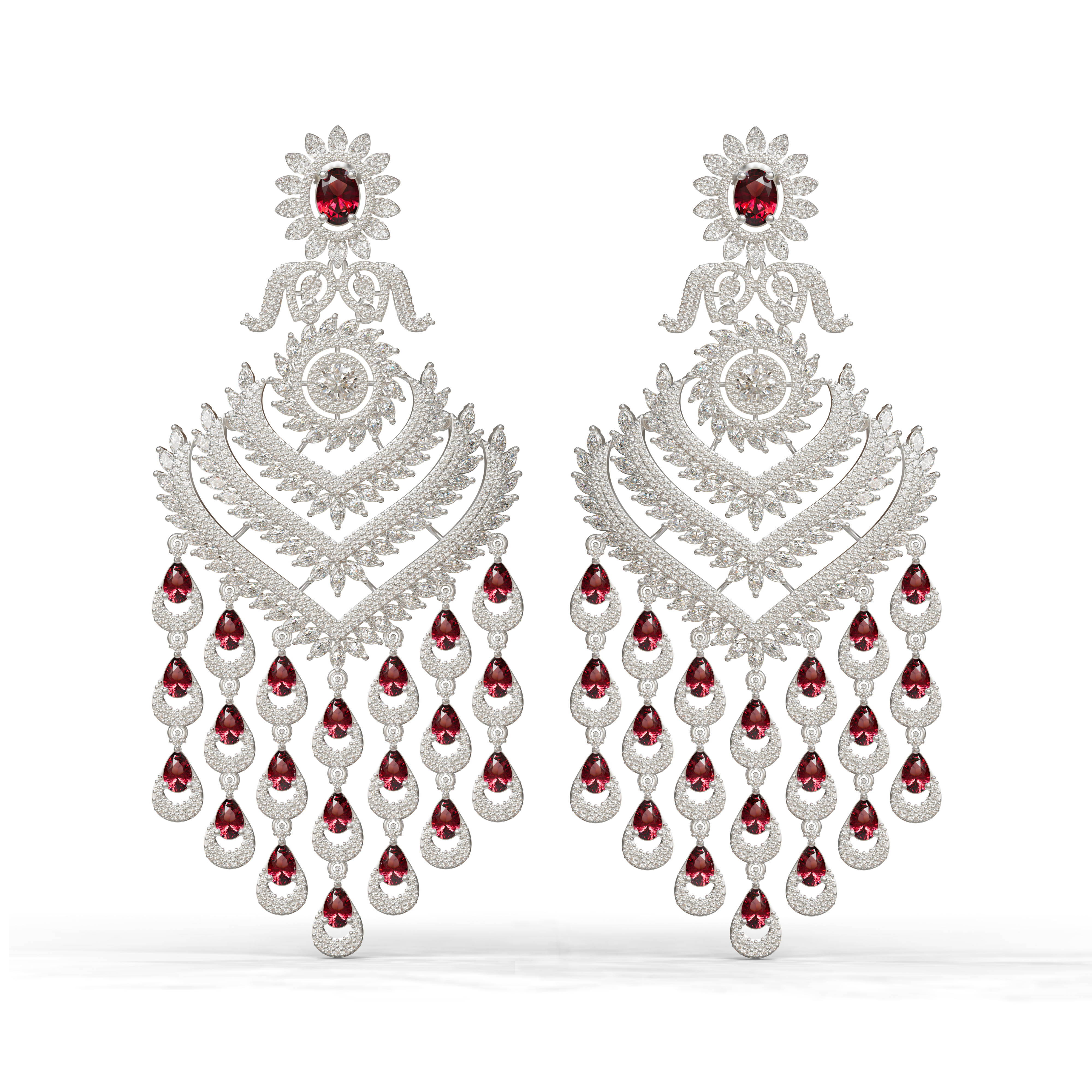 Elegant Silver & Cubic Zirconia Chandelier Earrings