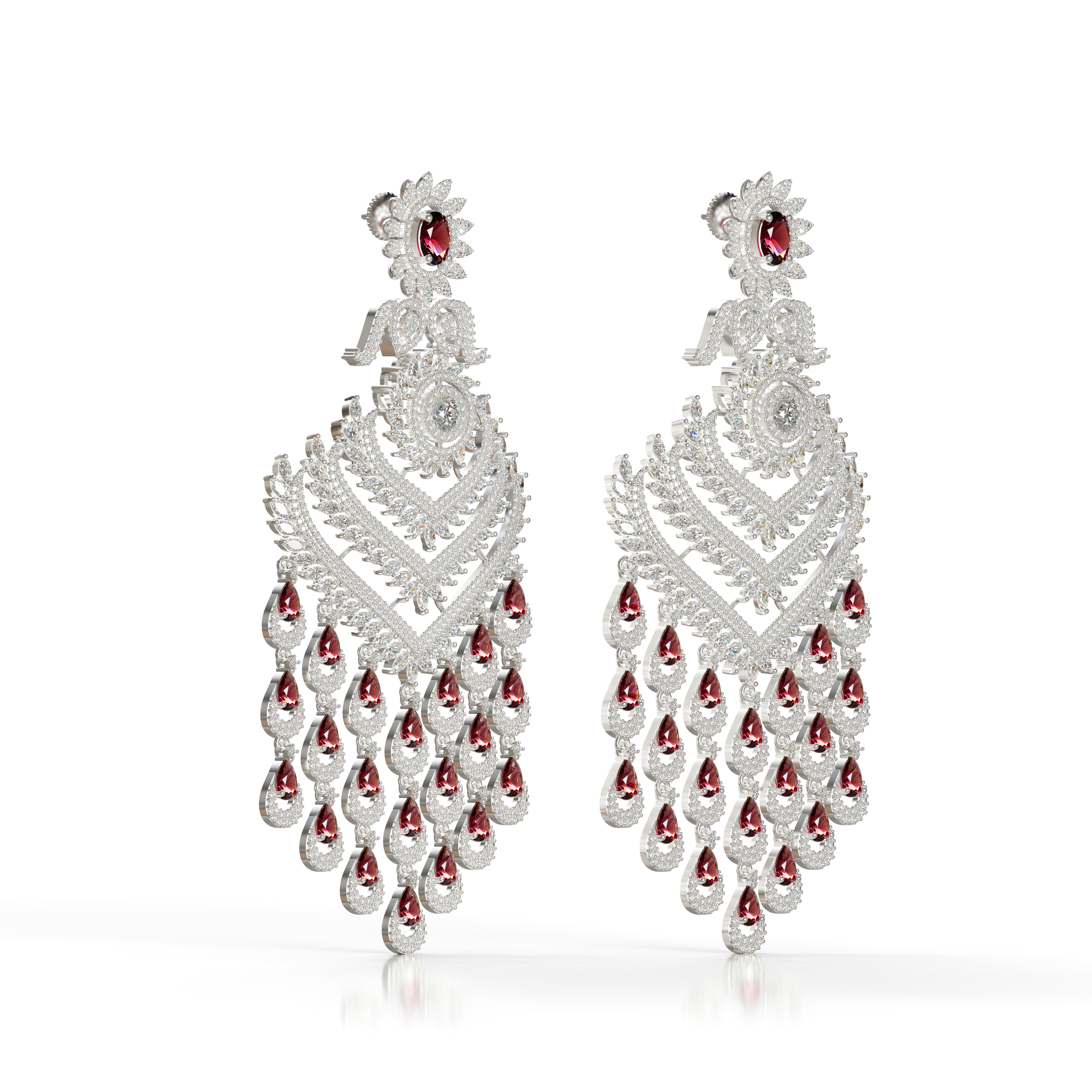 Elegant Silver & Cubic Zirconia Chandelier Earrings