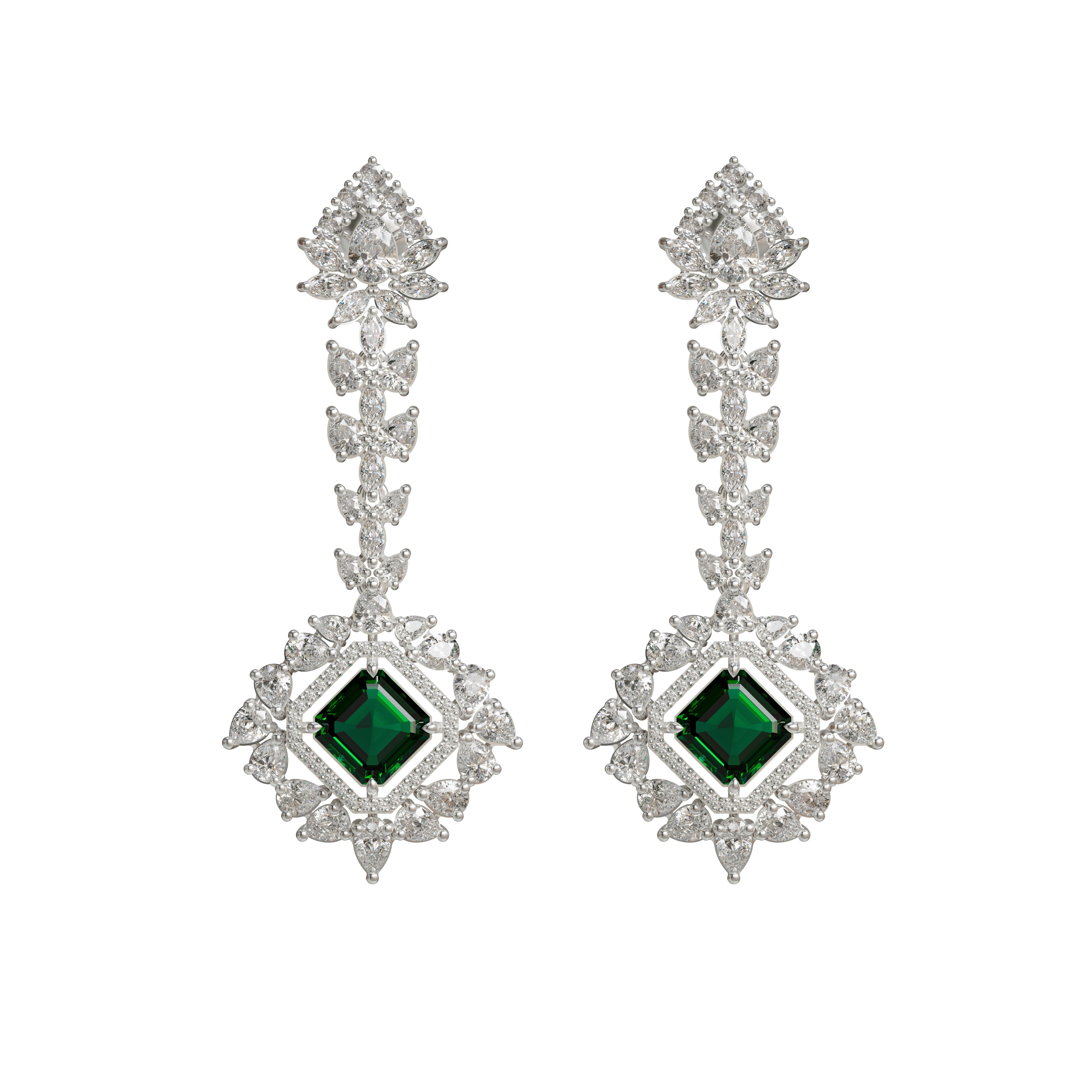 Buy Silver-Plated Emerald and white Cubic Zirconia Studded 925 silver Necklace Set Online Necklace And Earrings Jewellery Set for Women