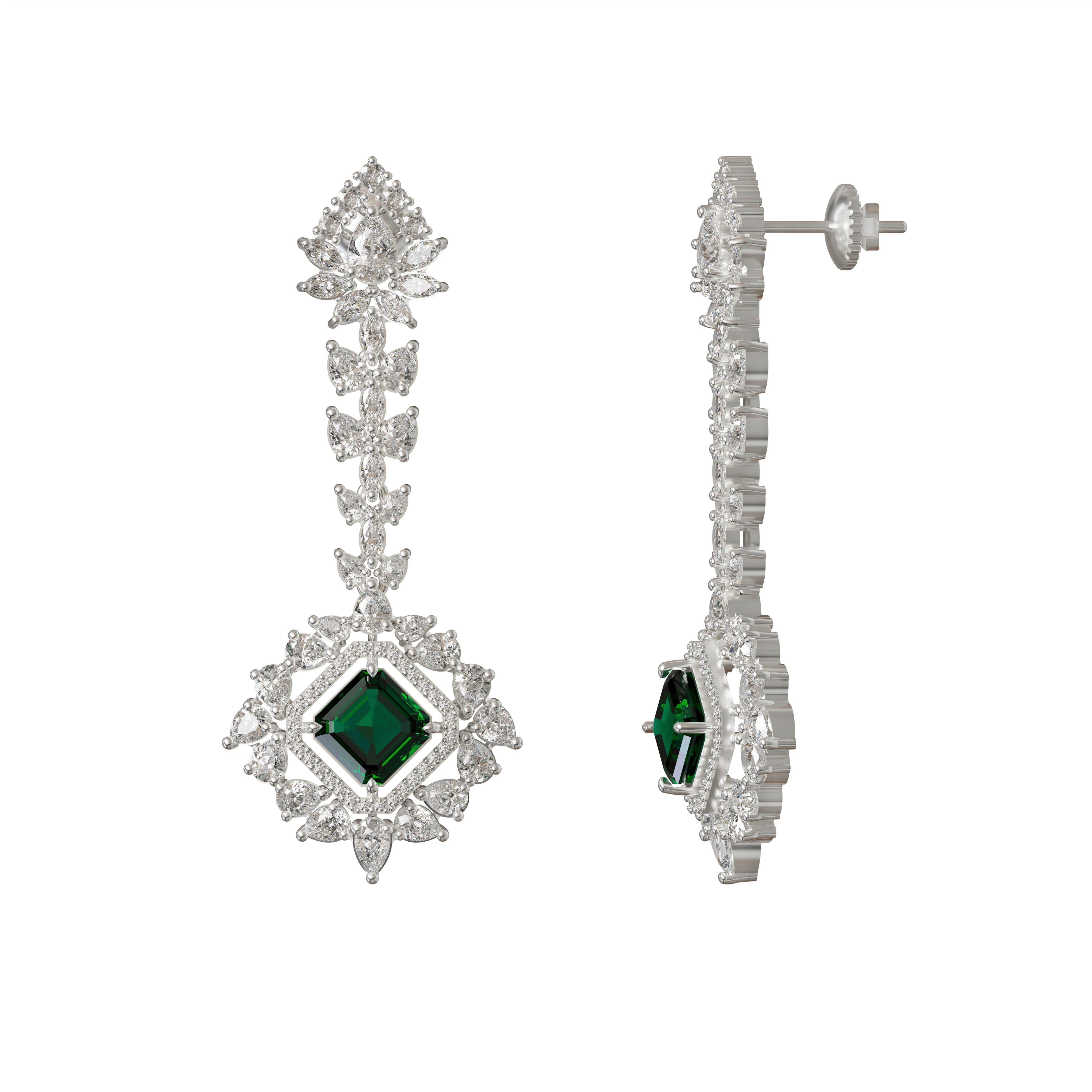 Buy Silver-Plated Emerald and white Cubic Zirconia Studded 925 silver Necklace Set Online Necklace And Earrings Jewellery Set for Women