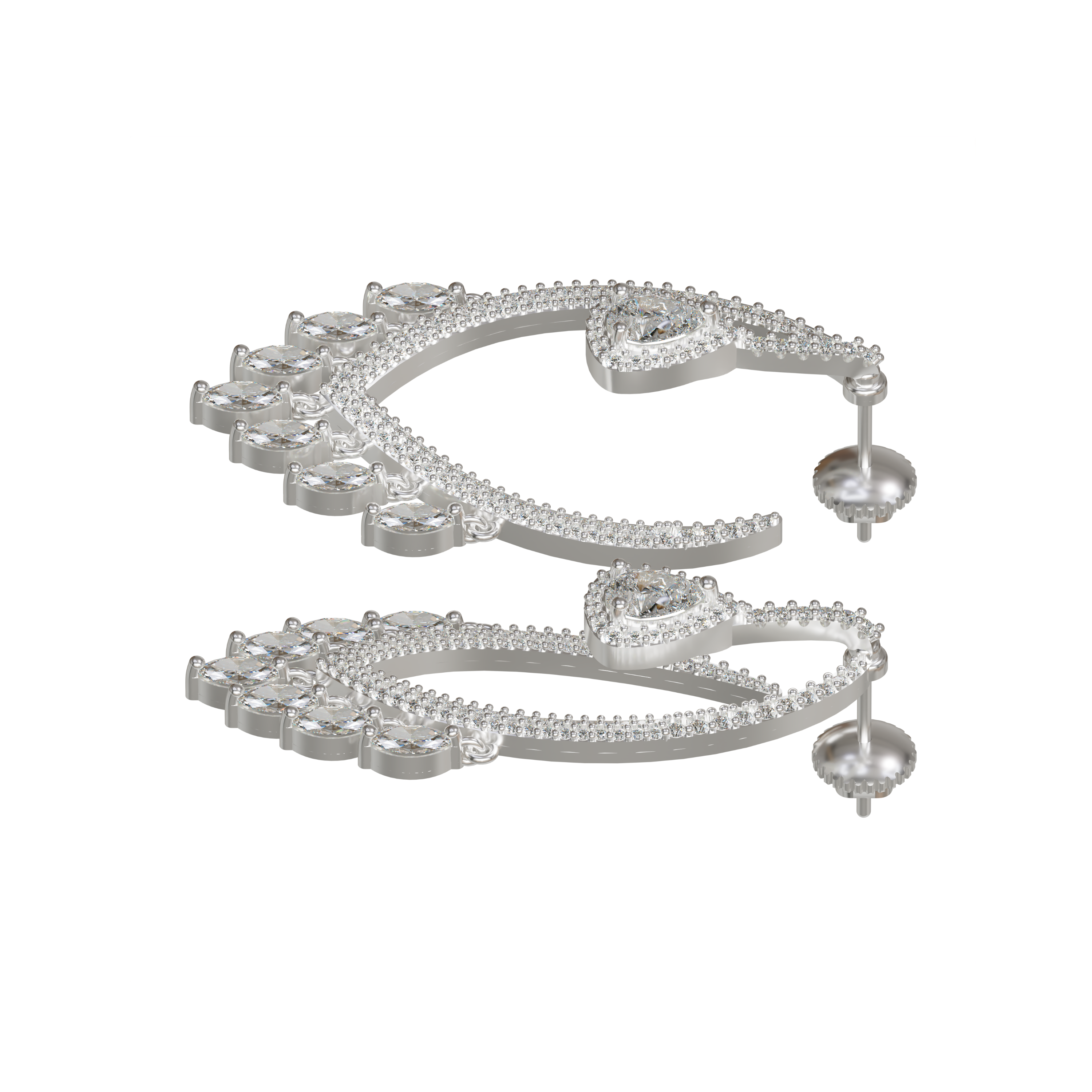 CZ Studded 925 silver Drop Earrings Perfect Party wear for Her