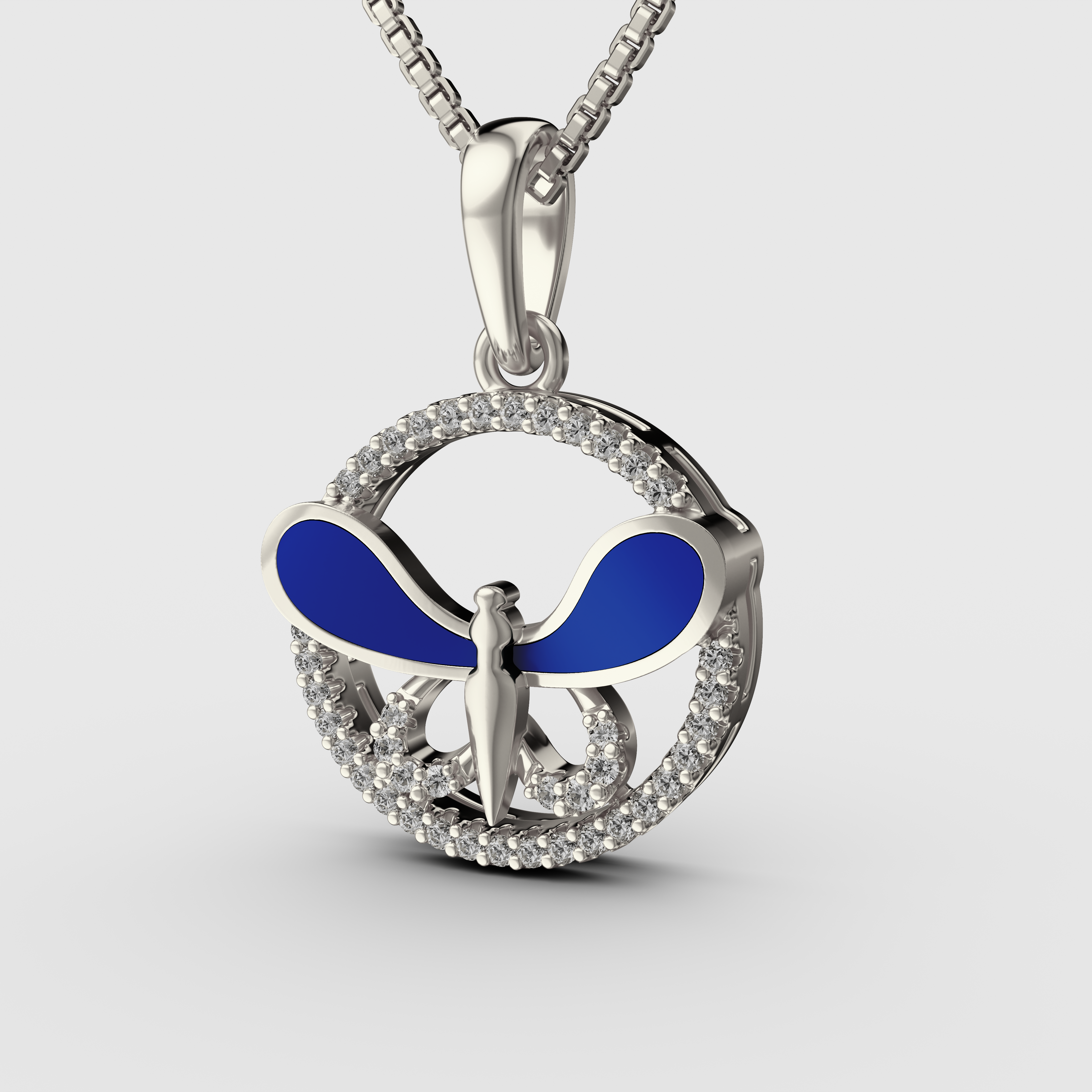 925 Silver Butterfly round shaped minakari design Pendant with Chain perfect for kids college girls women