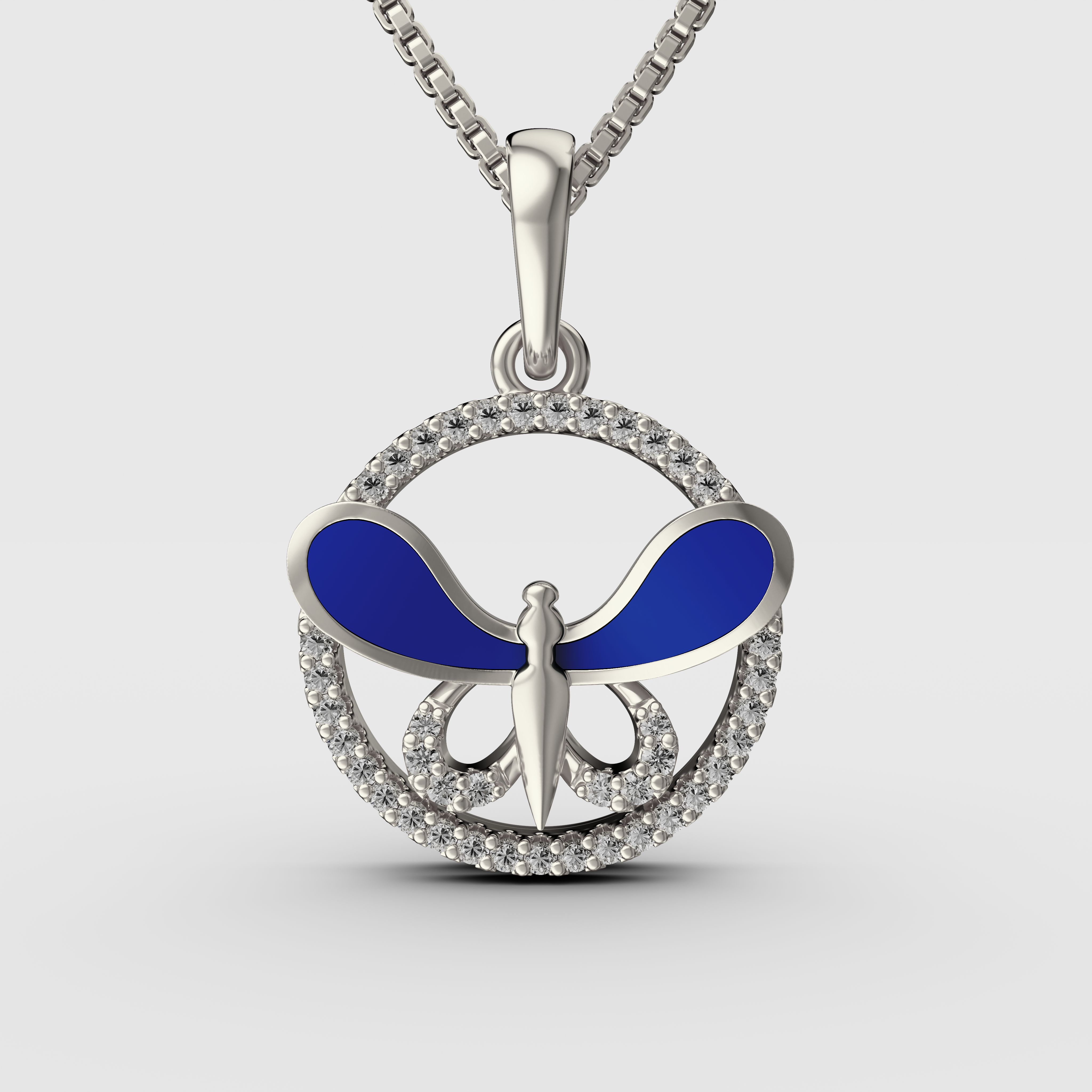 925 Silver Butterfly round shaped minakari design Pendant with Chain perfect for kids college girls women