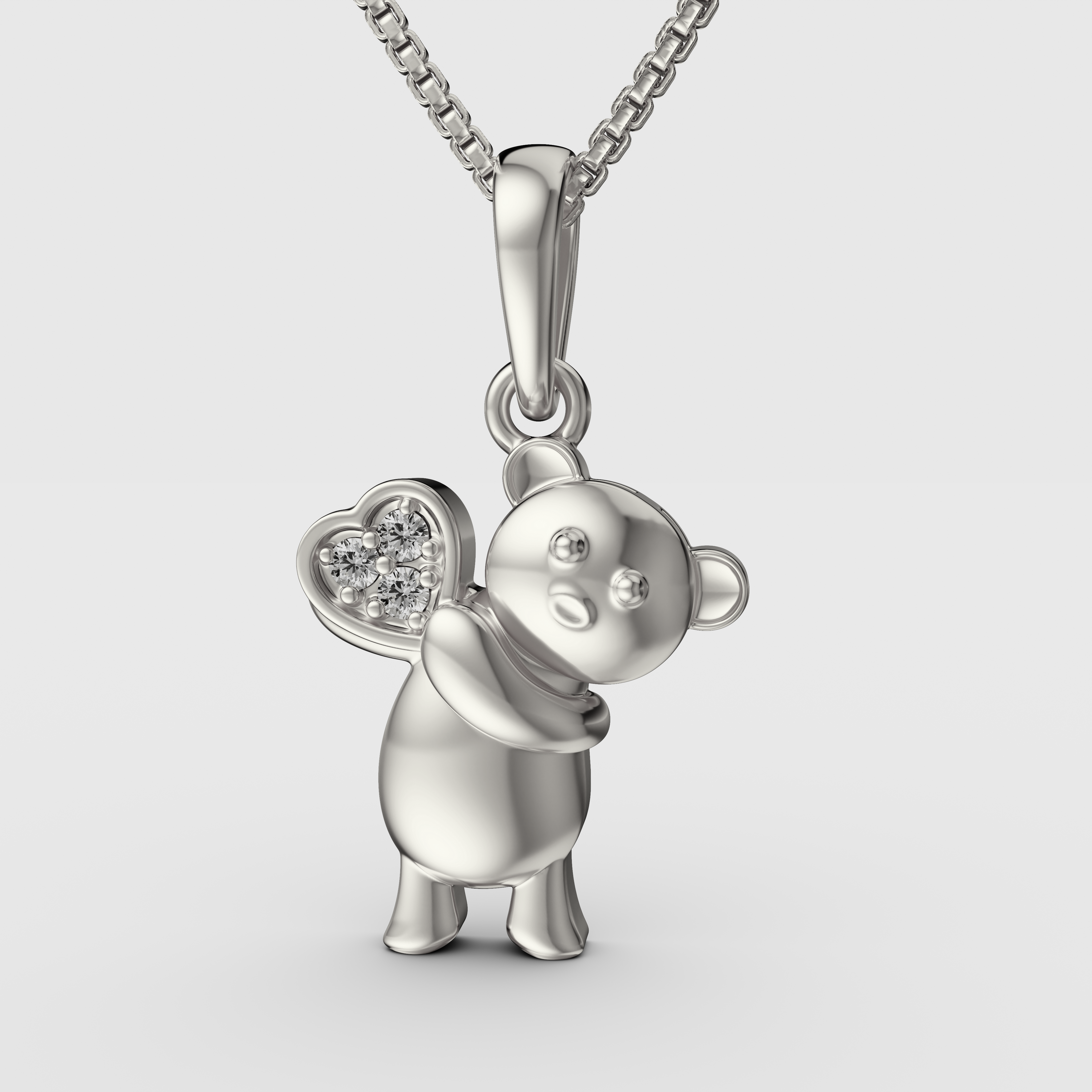 925 Silver Teddy bear Pendant withChain perfect gift for kids