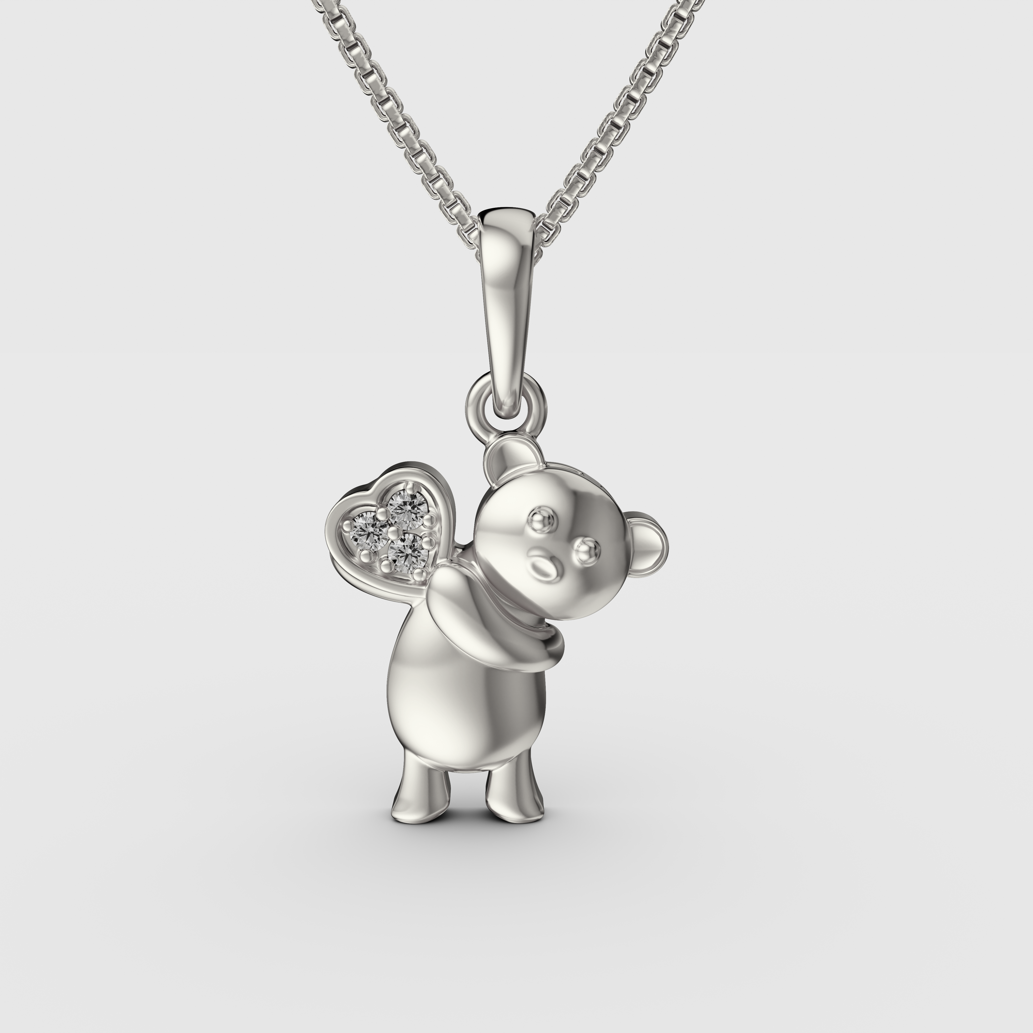 925 Silver Teddy bear Pendant withChain perfect gift for kids