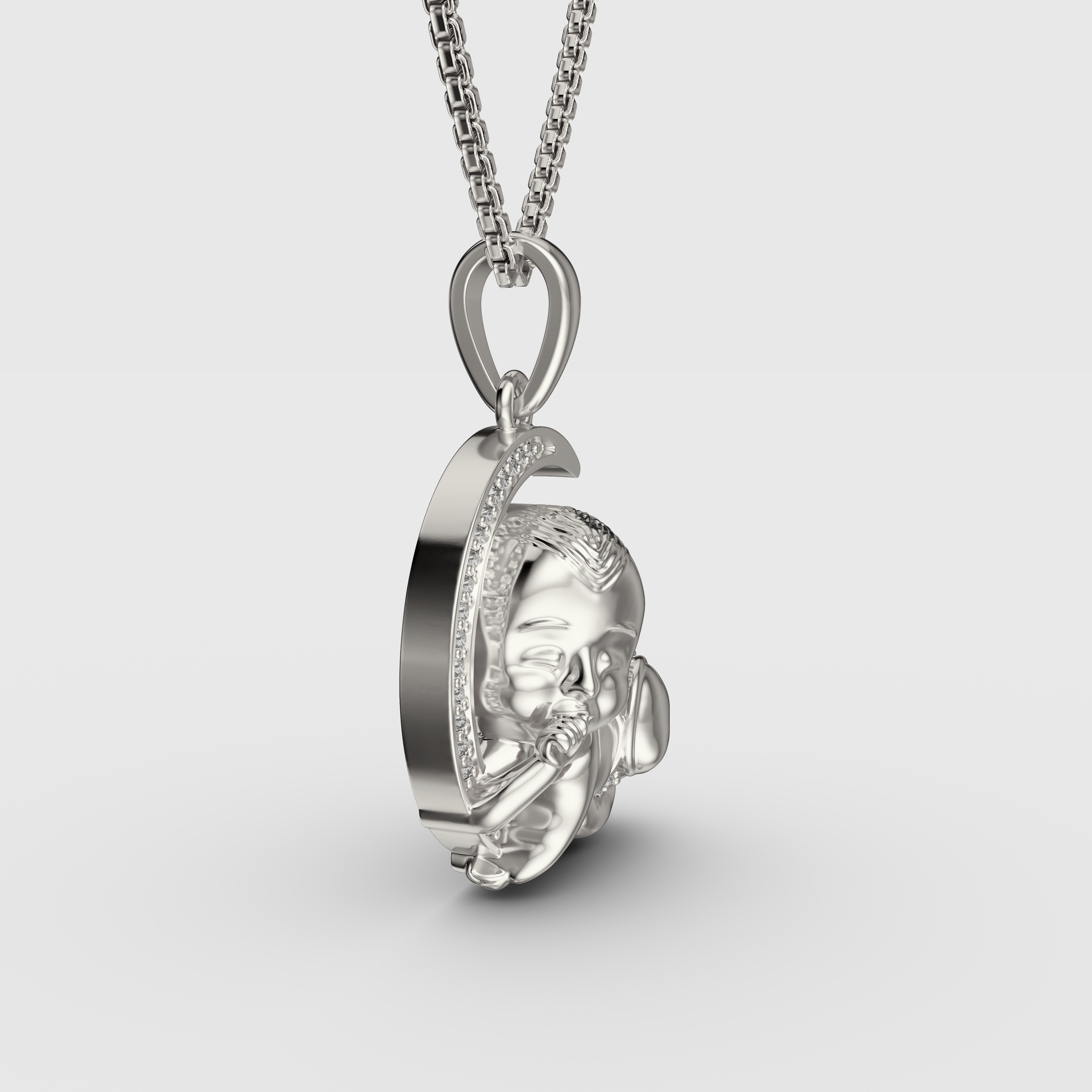 925 Silver baby sleeping Pendant withChain perfect for new mom or mom to be