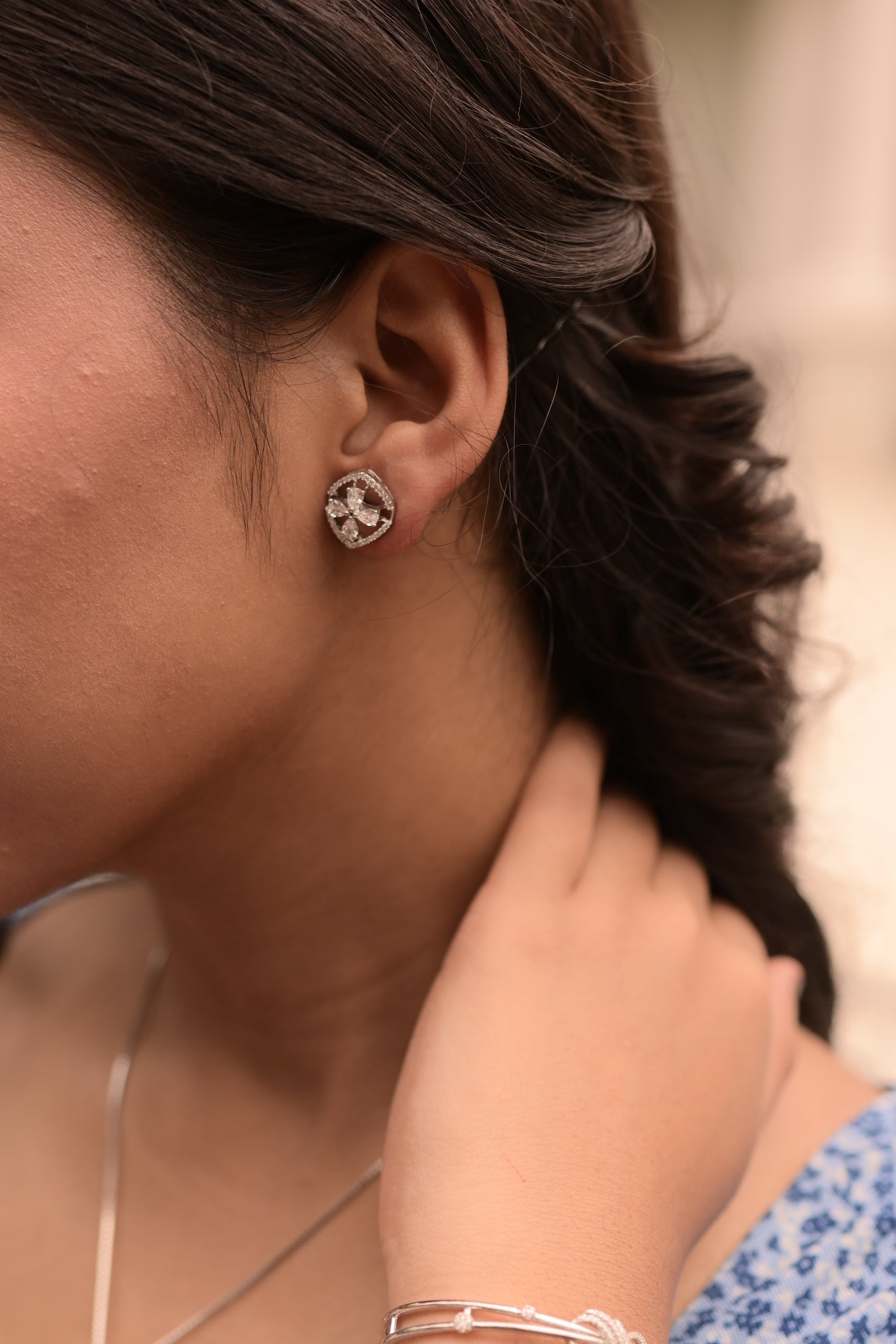 925 silver small stud earrings for women and girls