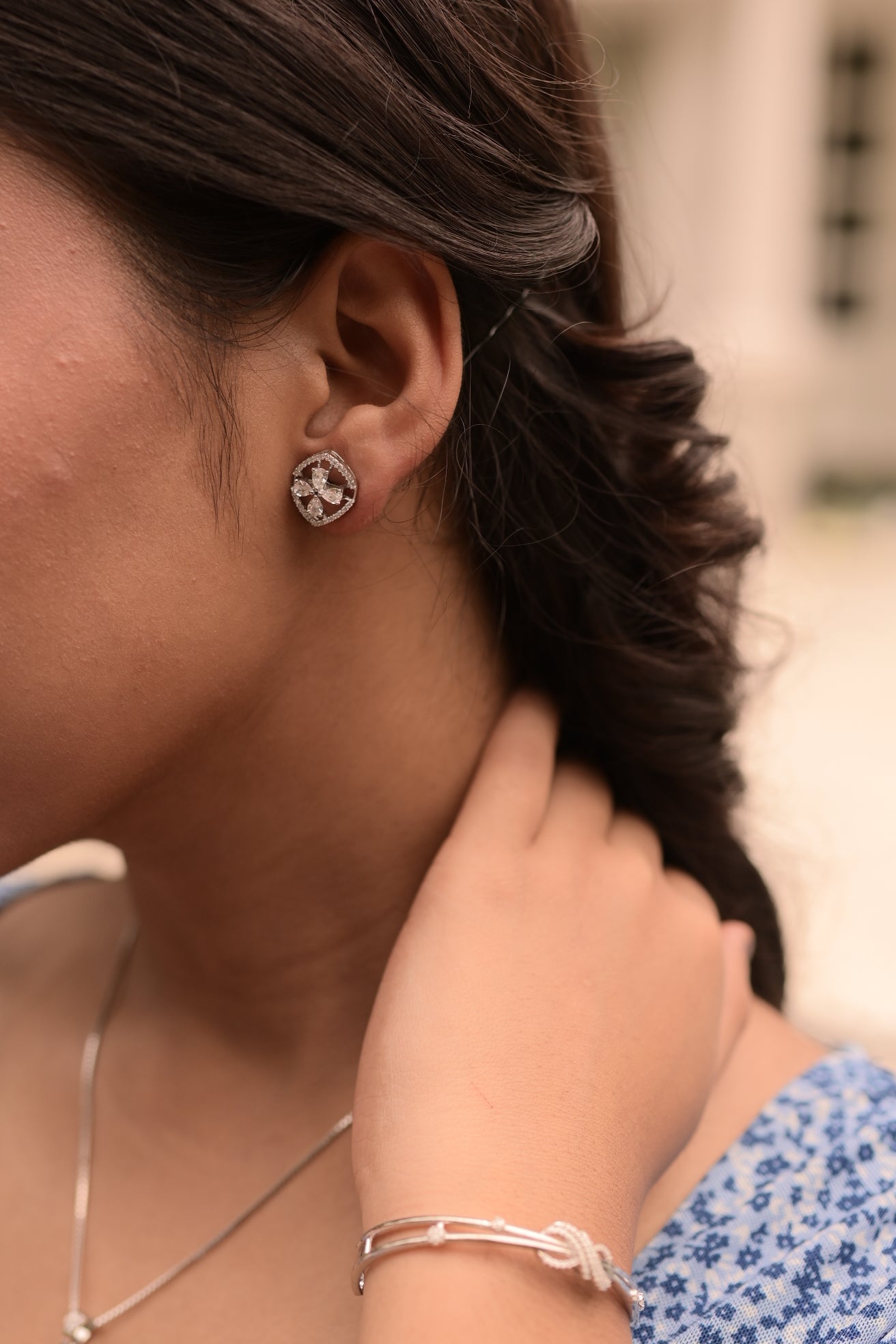 925 silver small stud earrings for women and girls