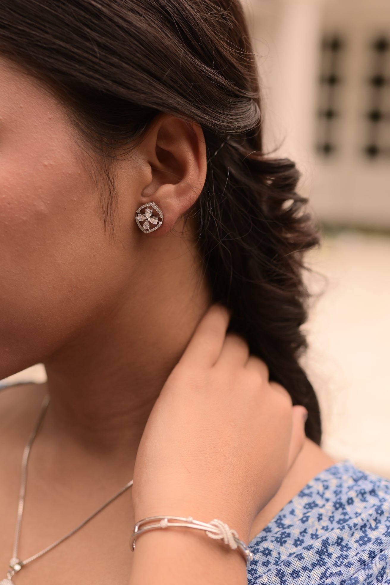 925 silver small stud earrings for women and girls