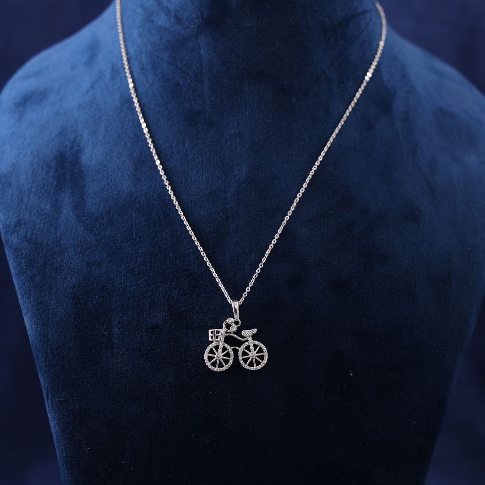 Silver Cycle Pendant with Link Chain for teenage