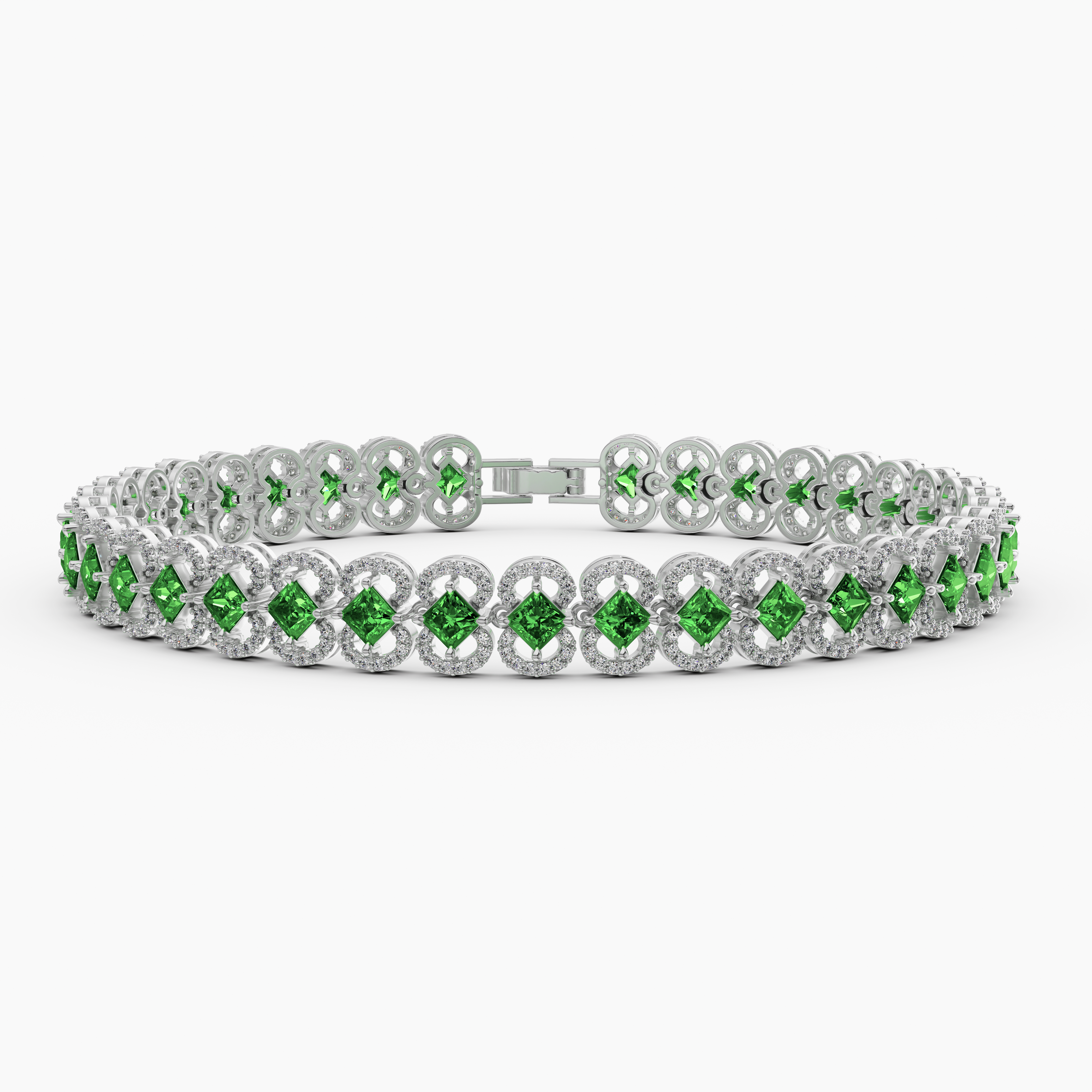 925 Sterling Silver Green Emerald CZ Bracelet